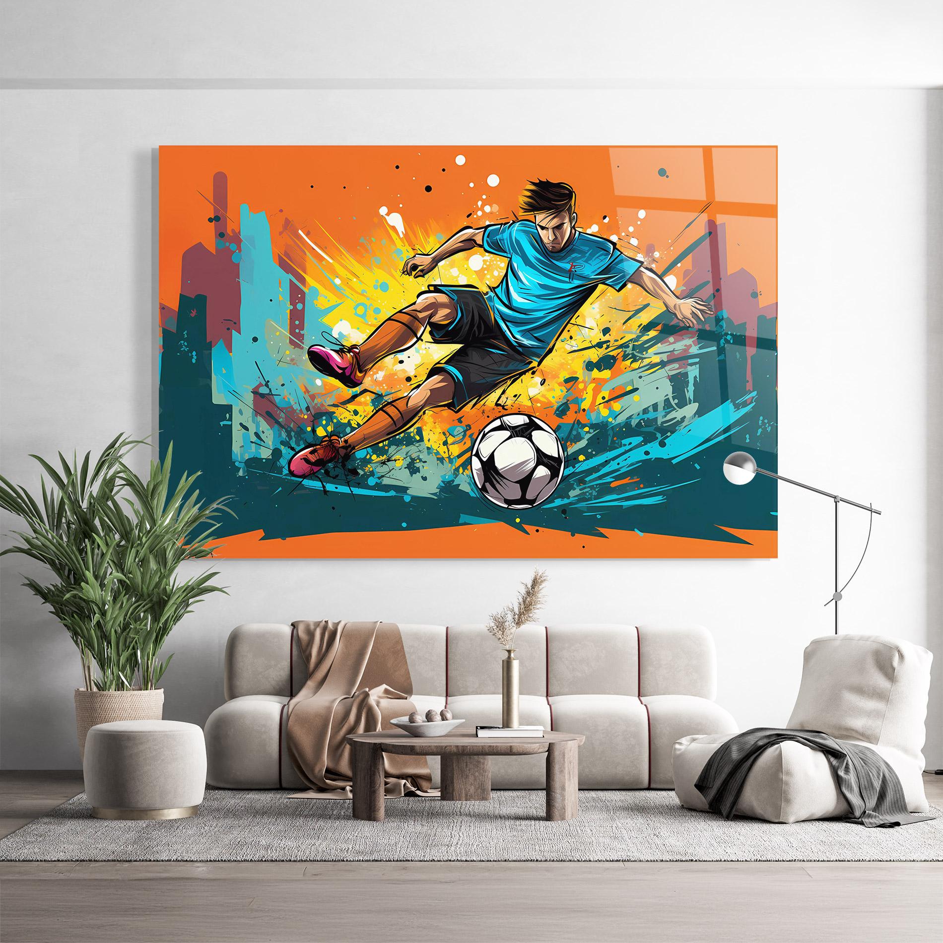 Glasbild Blue Tshirt Football mockup 9