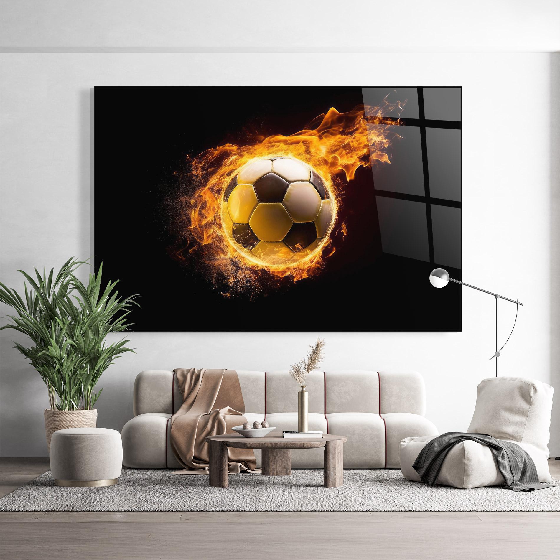 Glasbild Fire Football mockup 9