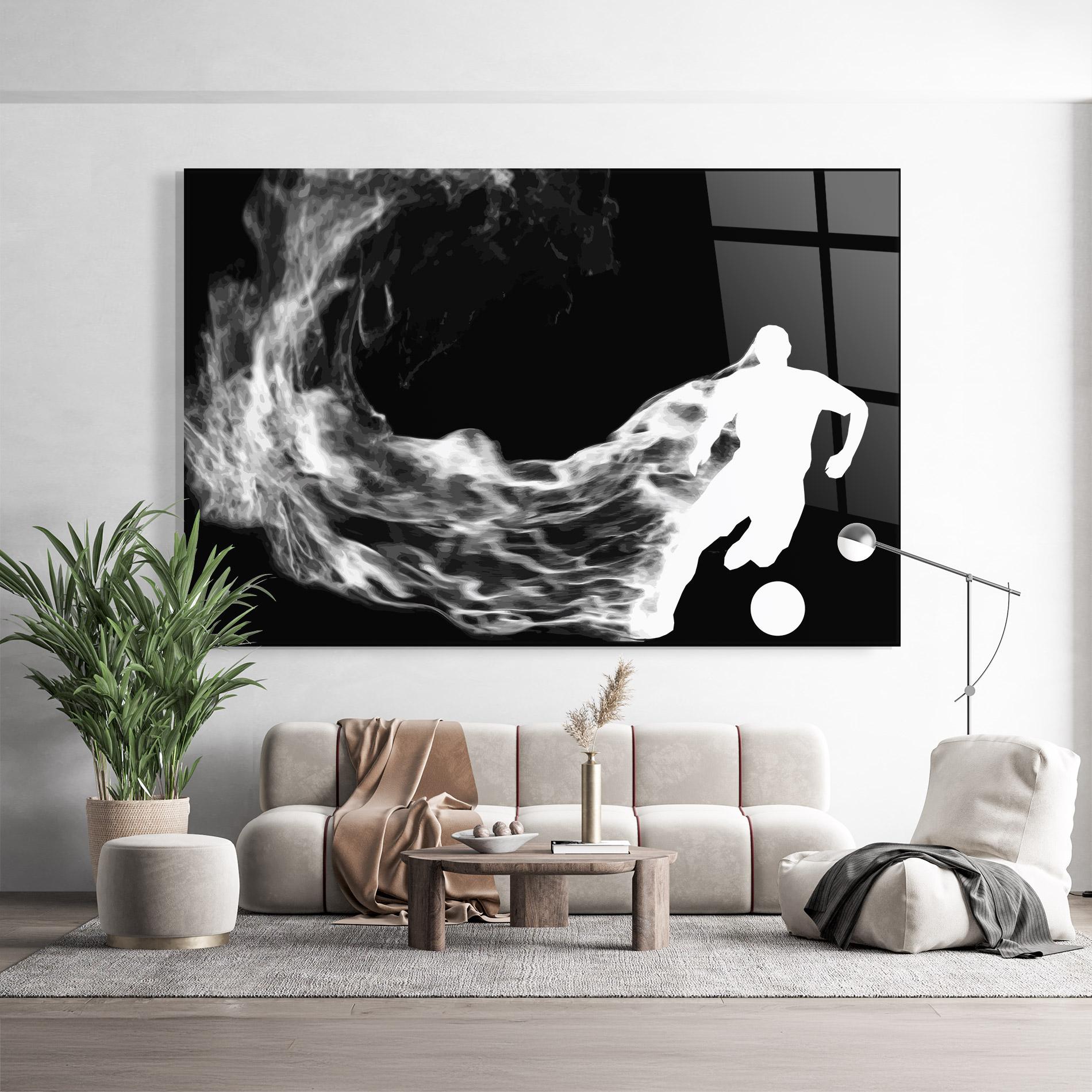 Glasbild Football White Smoke mockup 9