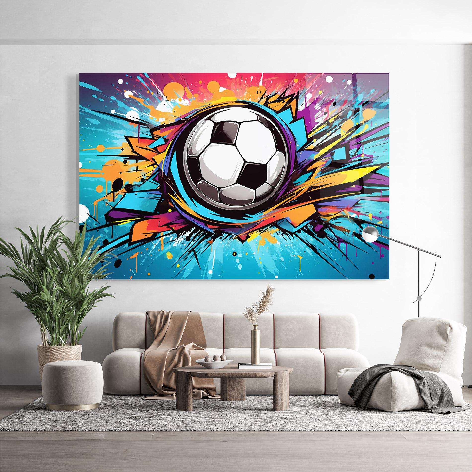 Glasbild Graffiti Football Flight mockup 9