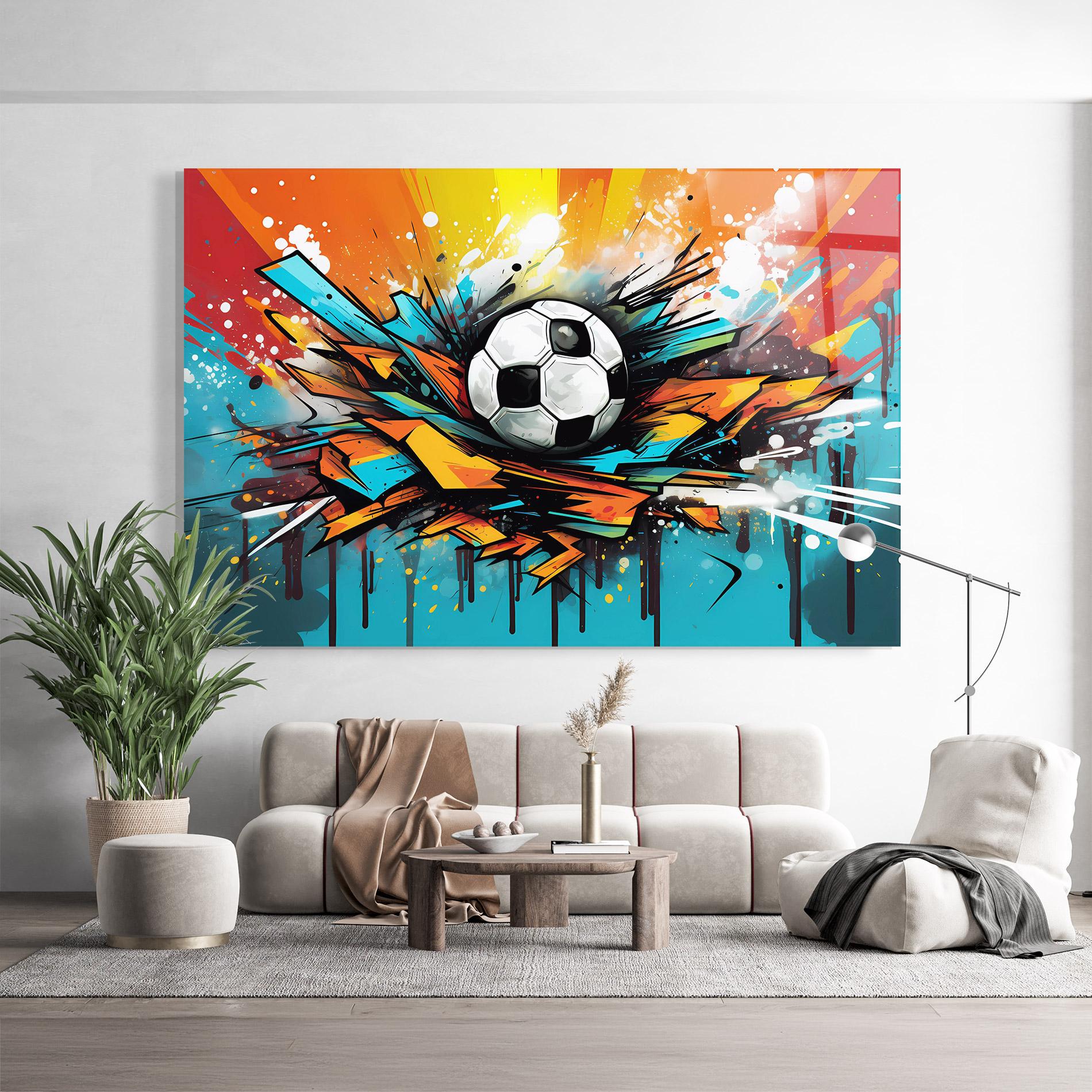 Glasbild Graffiti Style Football mockup 9