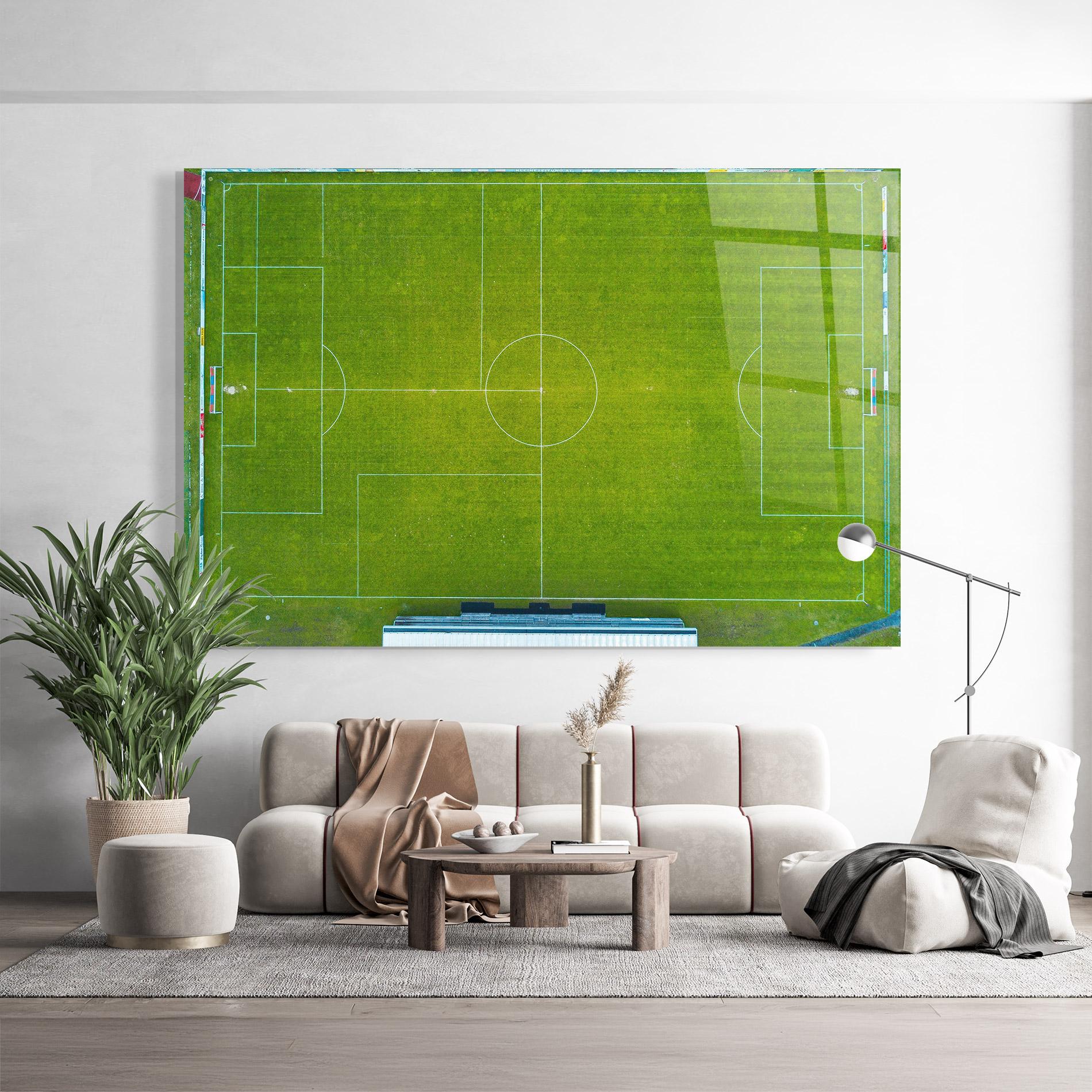Glasbild Green Football Field mockup 9