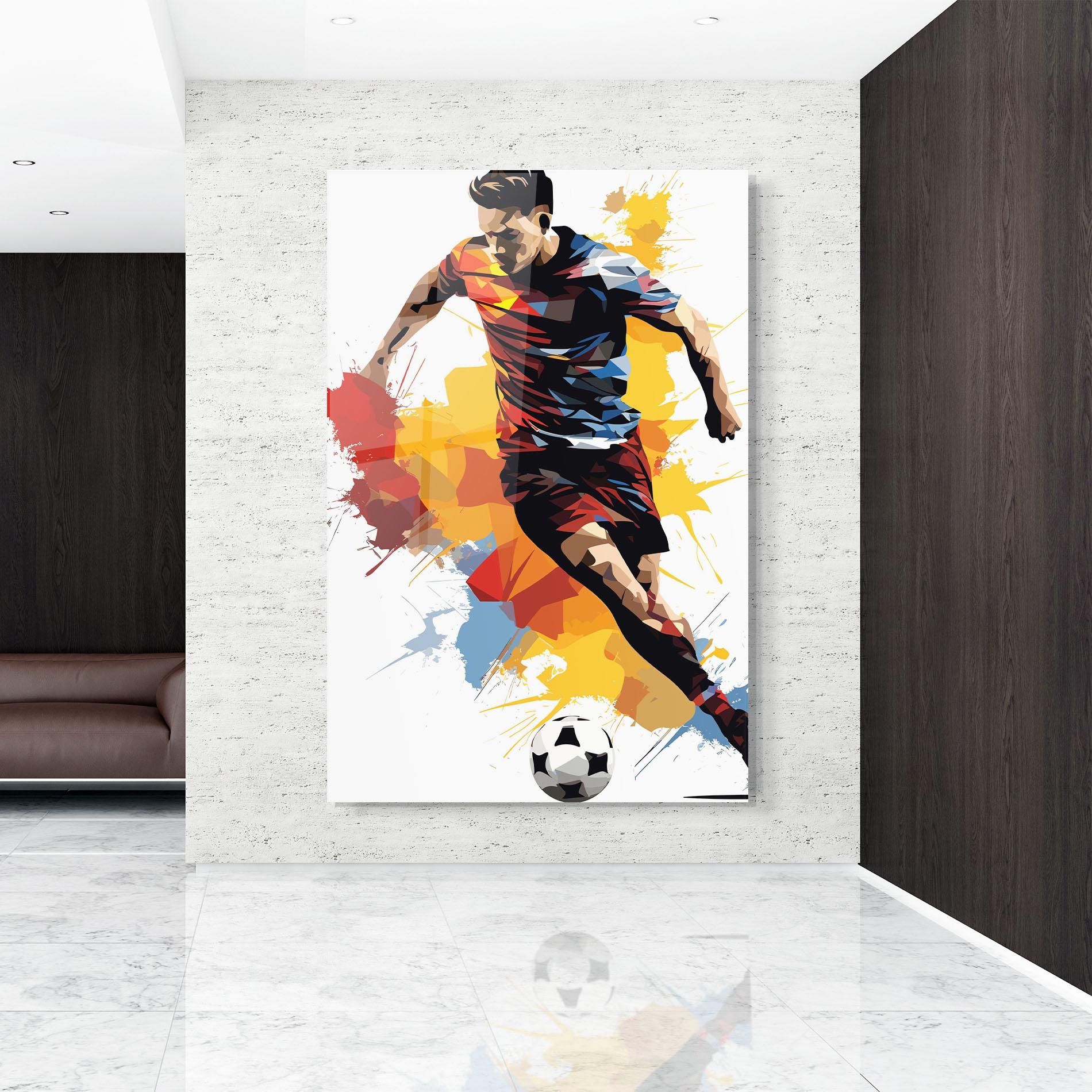 Glasbild Yellow Paint Football mockup 9