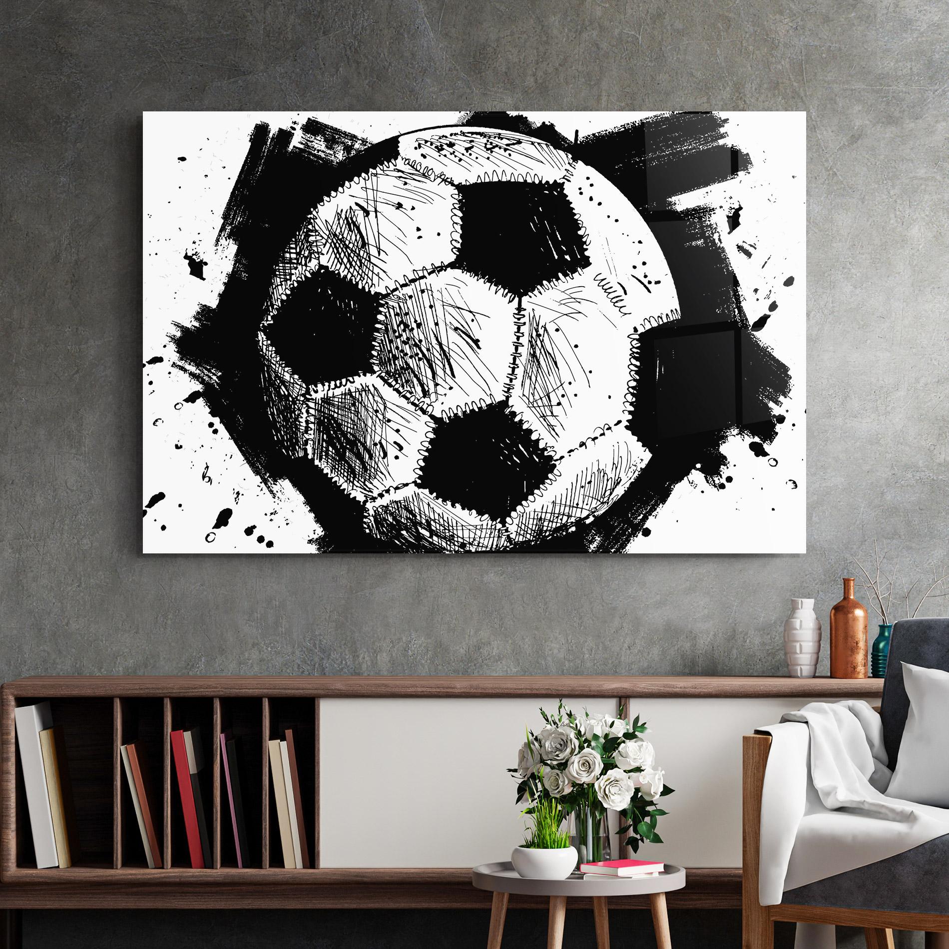 Glasbild Black Line Football mockup 2