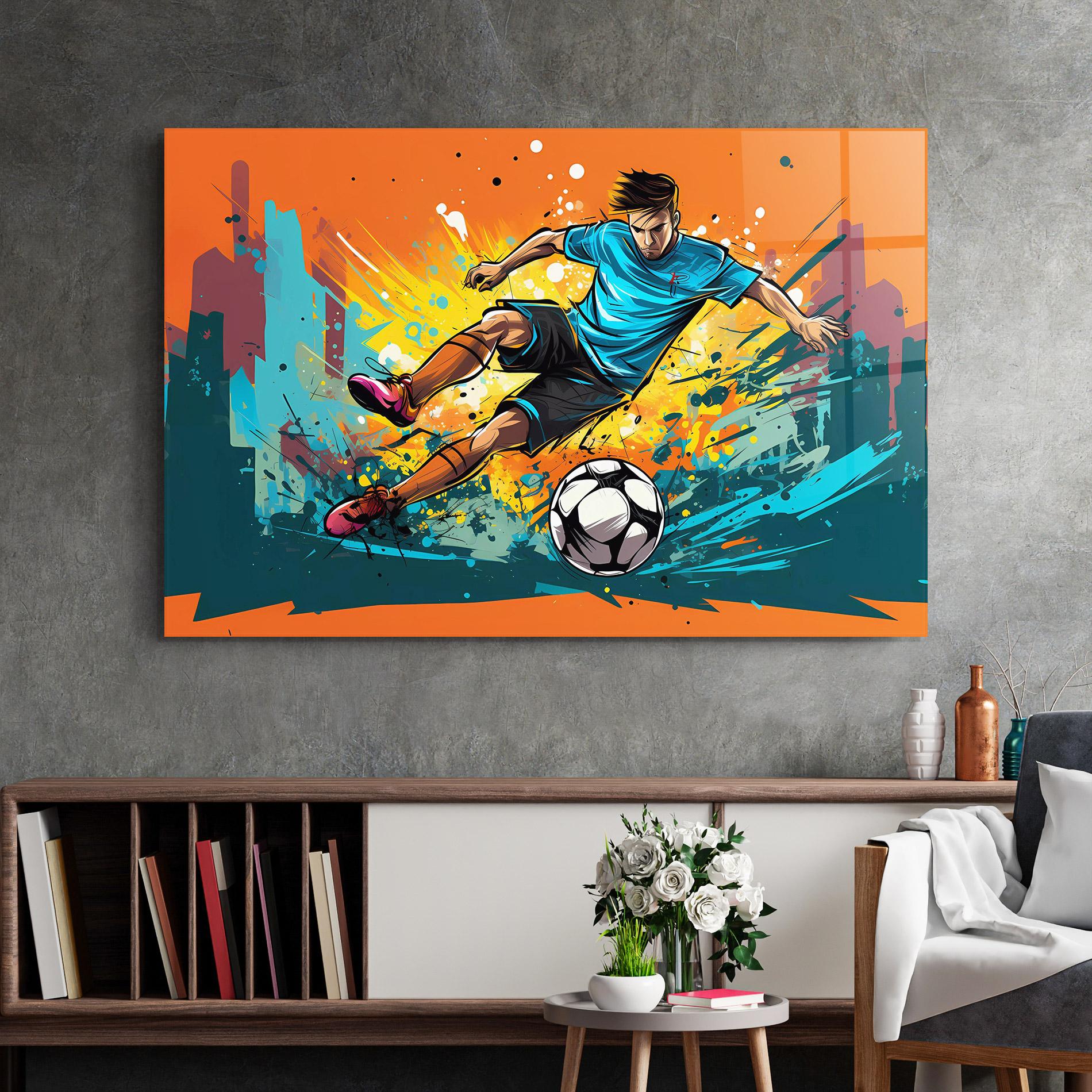 Glasbild Blue Tshirt Football mockup 2