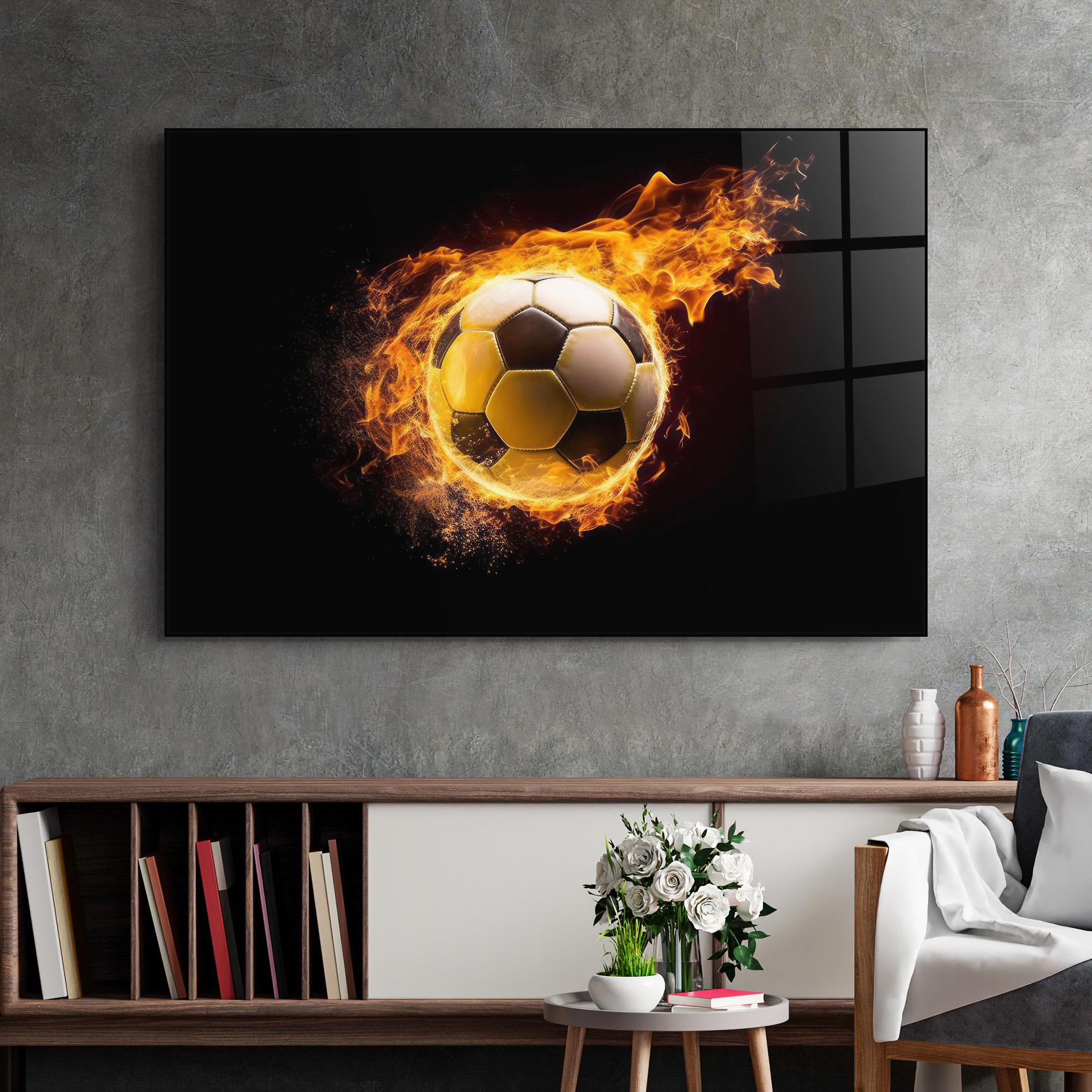 Glasbild Fire Football mockup 2