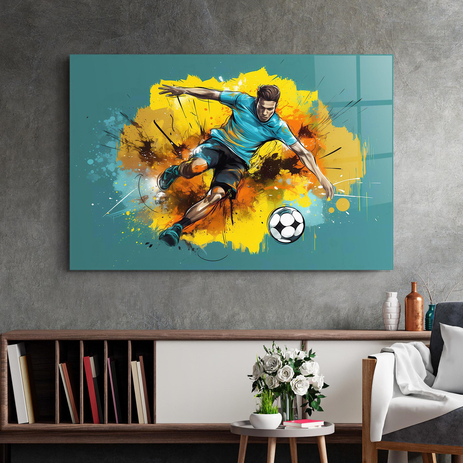 Glasbild Football Player Painting mockup 2