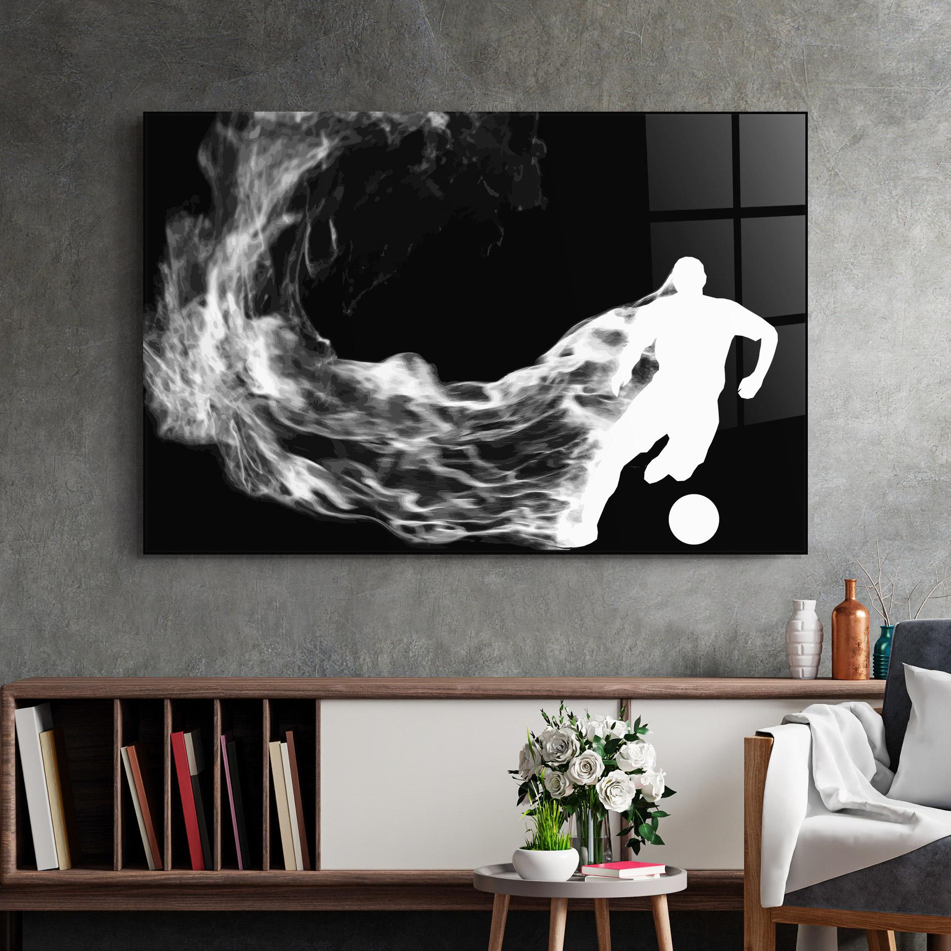 Glasbild Football White Smoke mockup 2