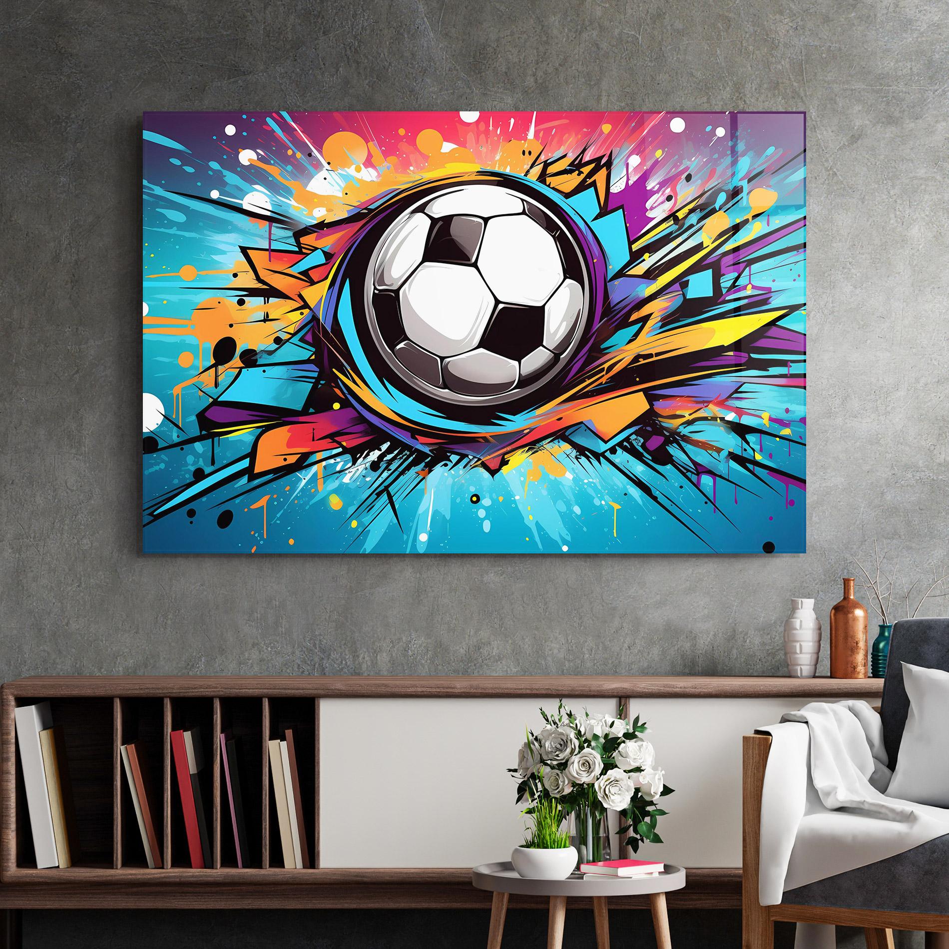 Glasbild Graffiti Football Flight mockup 2