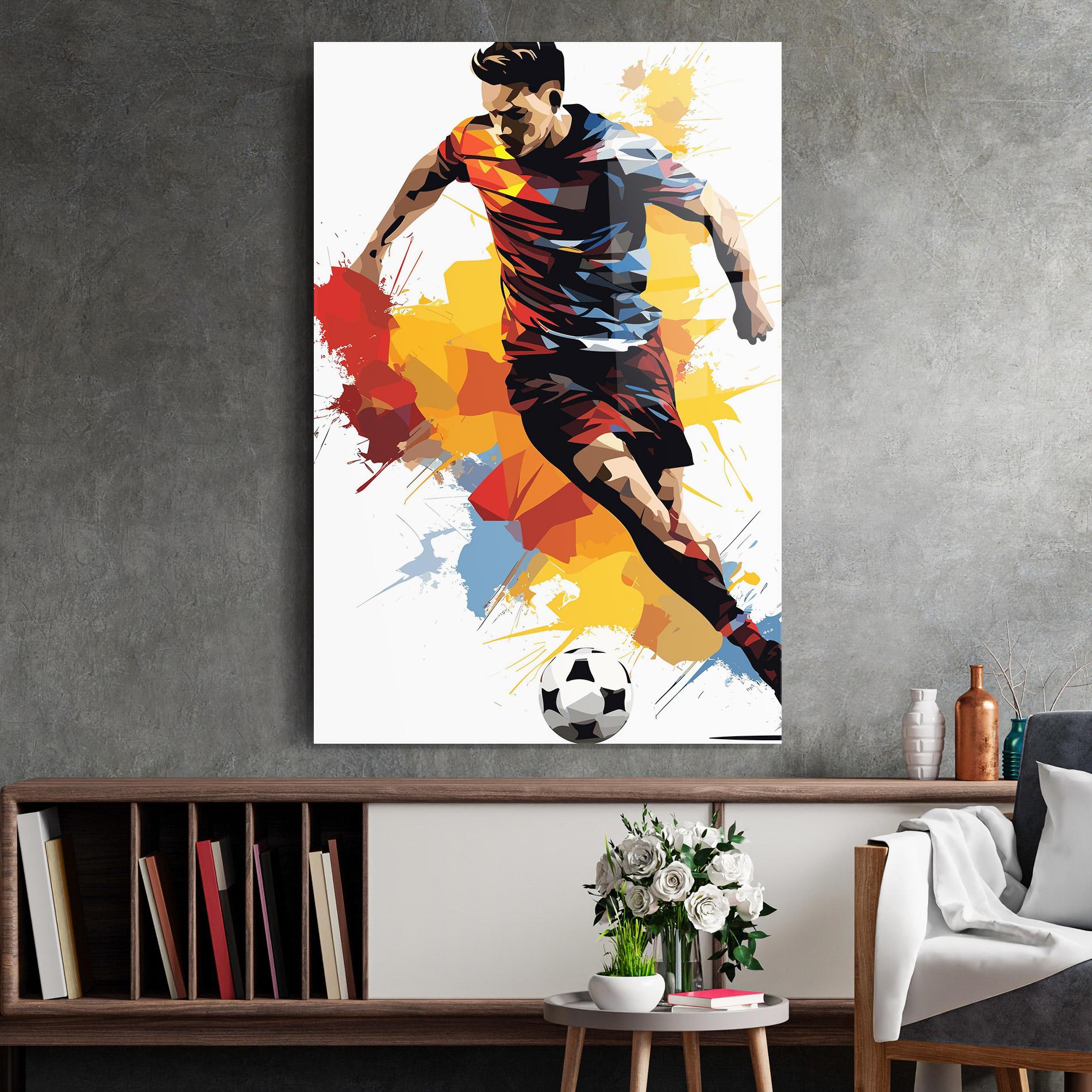 Glasbild Yellow Paint Football mockup 2