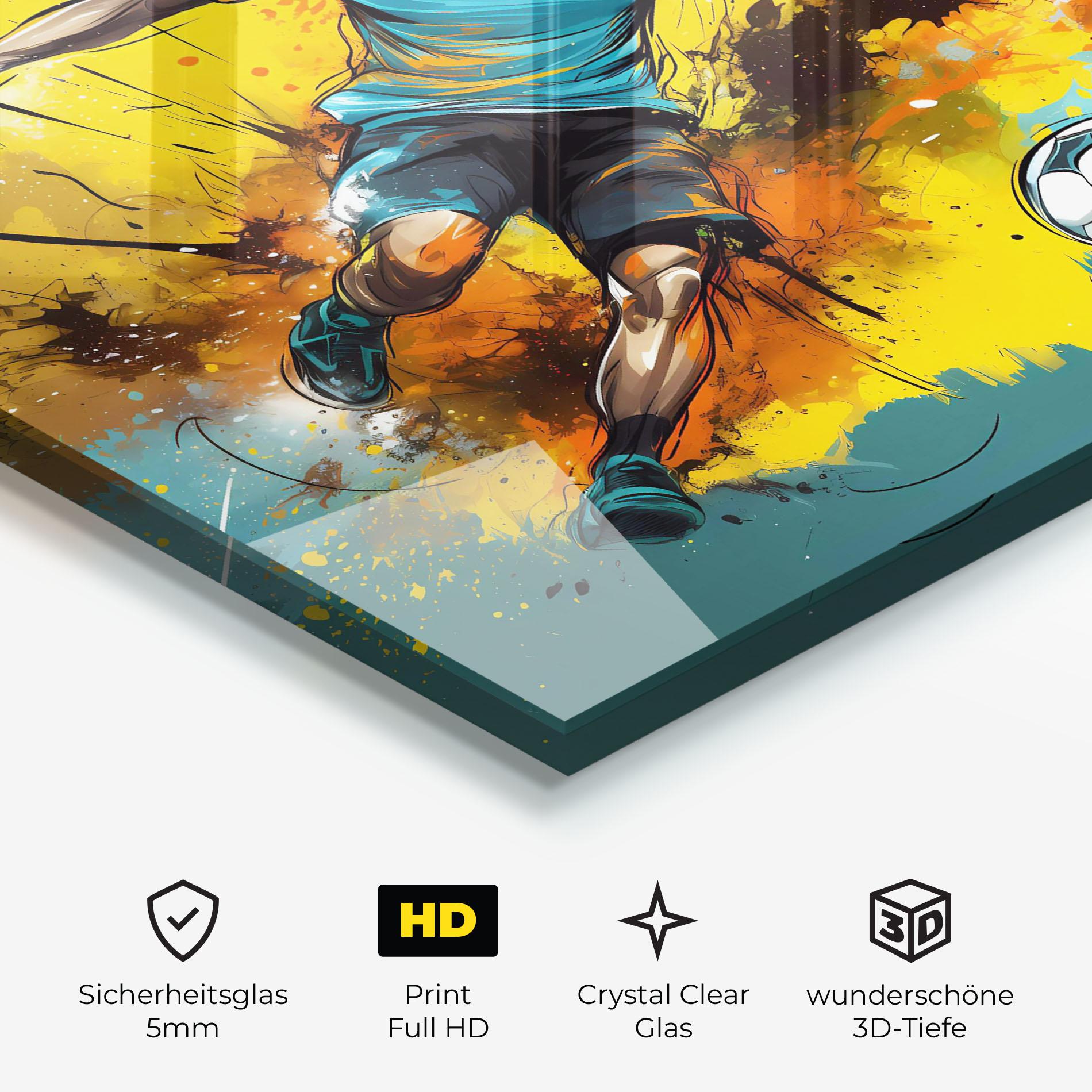Glasbild Football Player Painting mockup 3