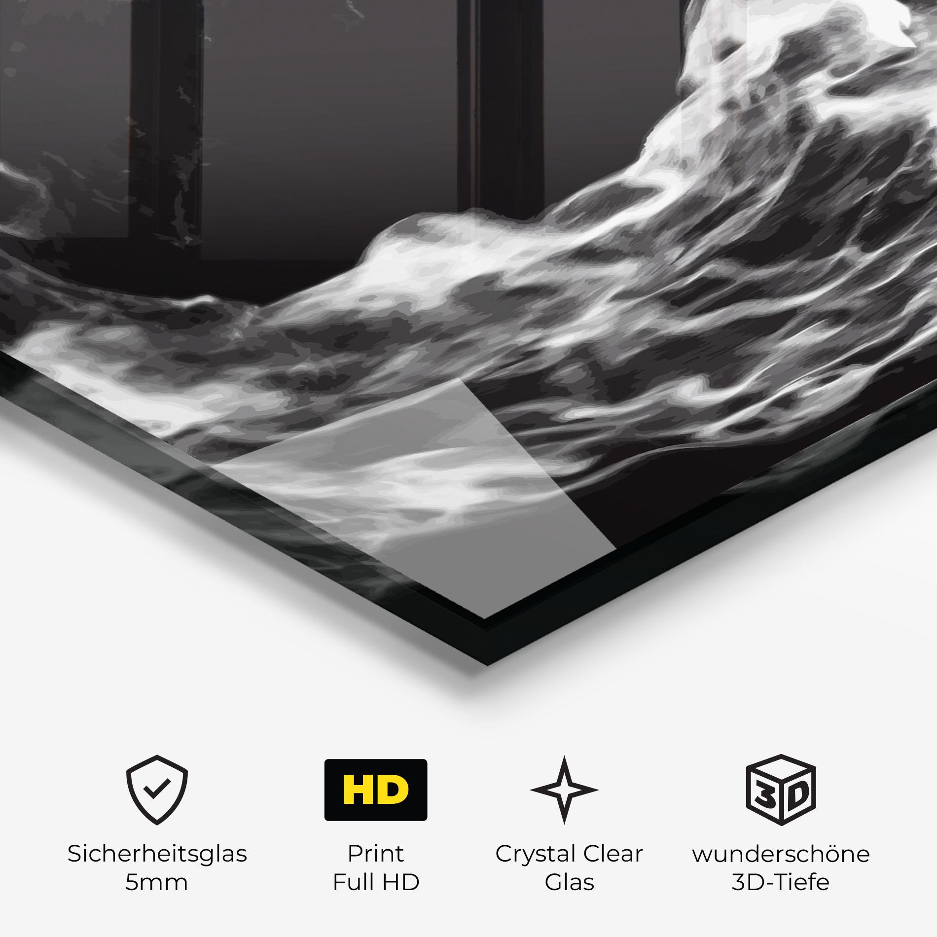 Glasbild Football White Smoke mockup 3