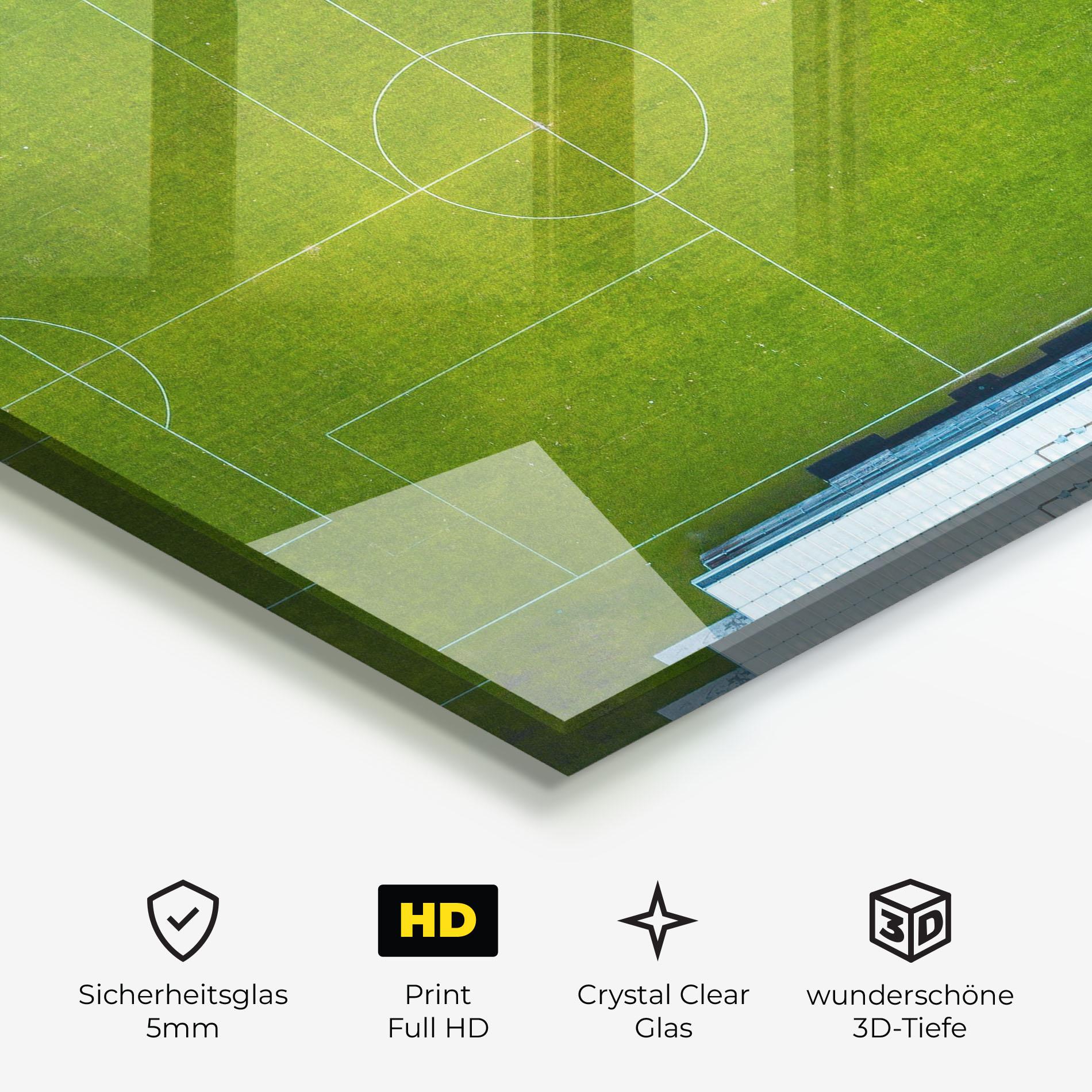Glasbild Green Football Field mockup 3