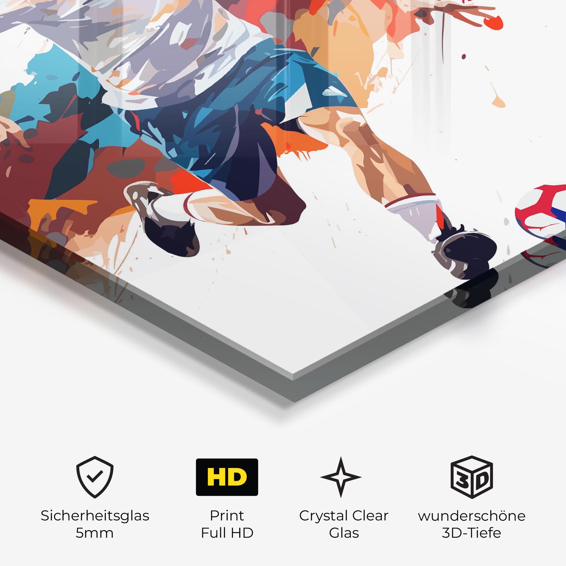 Glasbild Grey Blue Football mockup 3