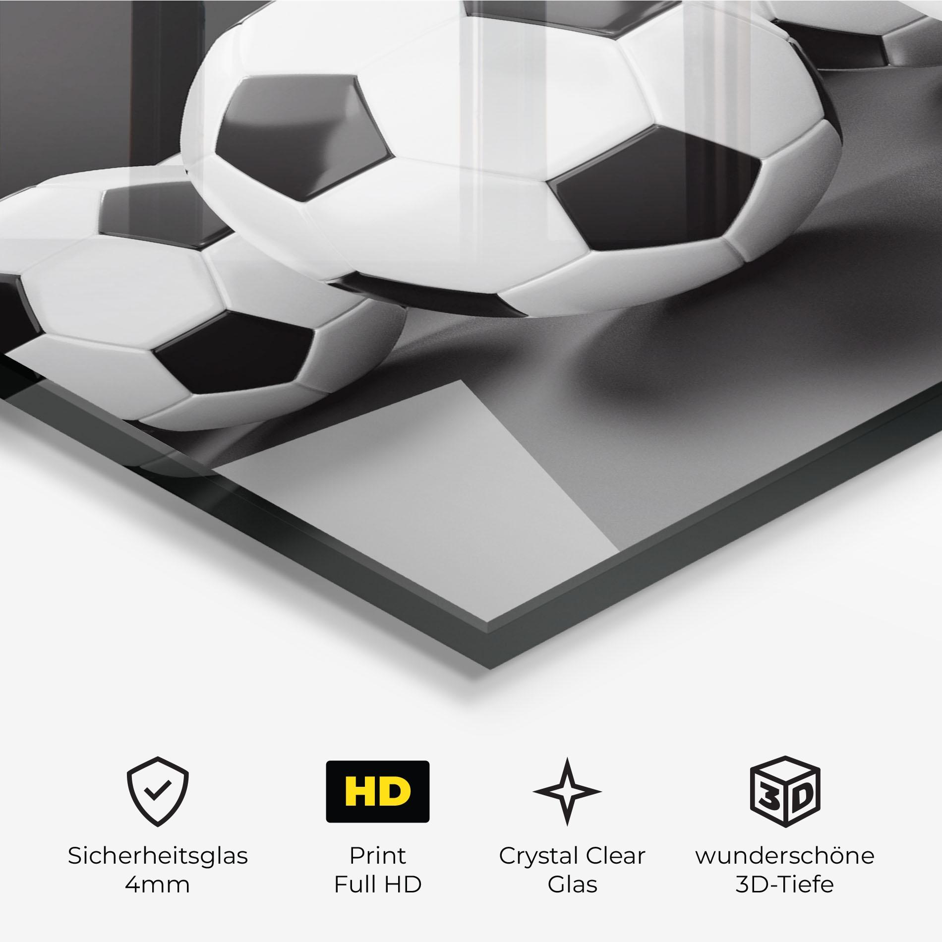Glasbild Black White Football mockup 3