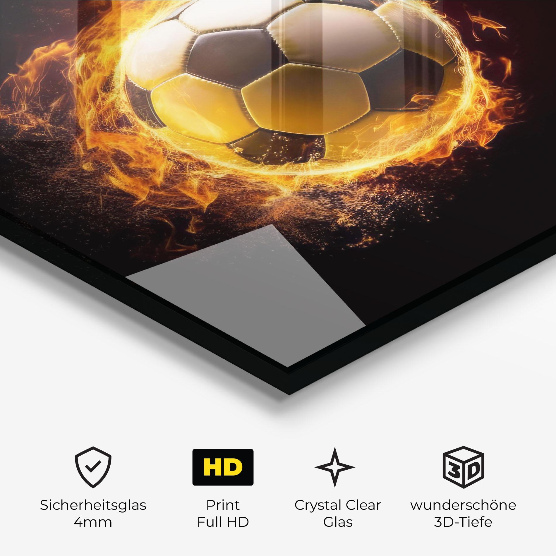 Glasbild Fire Football mockup 3