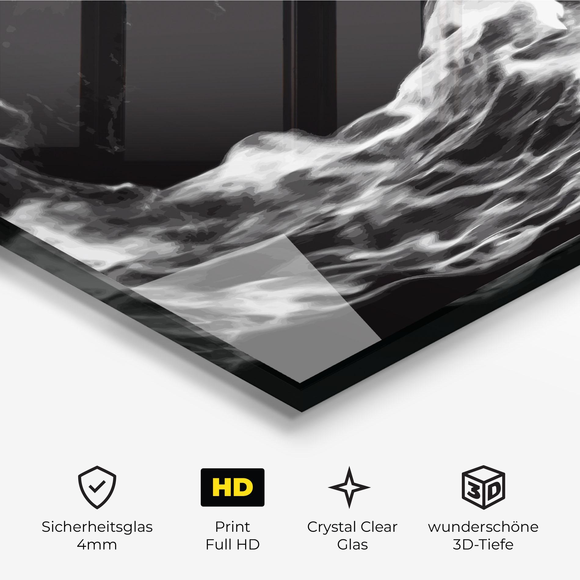 Glasbild Football White Smoke mockup 3