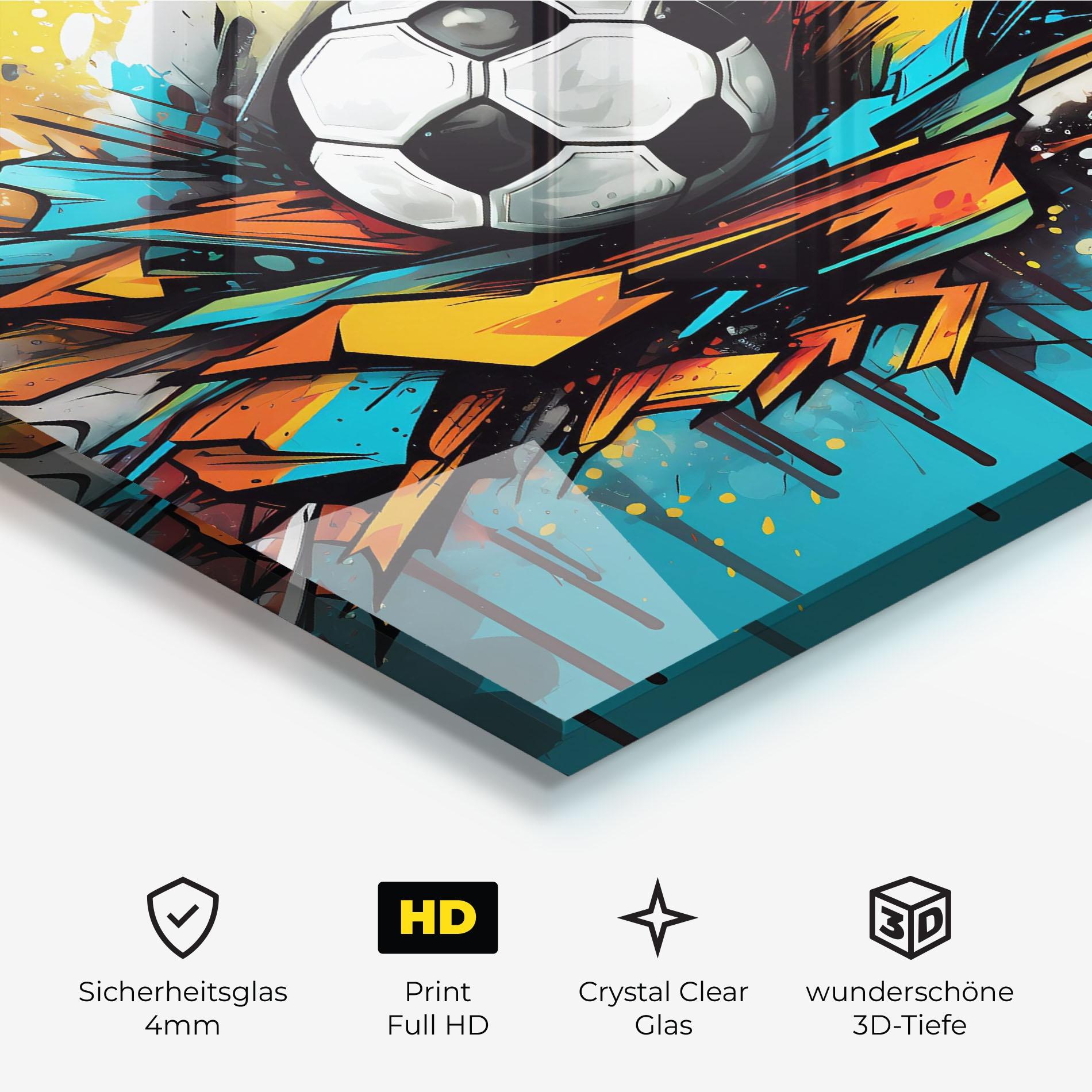 Glasbild Graffiti Style Football mockup 3