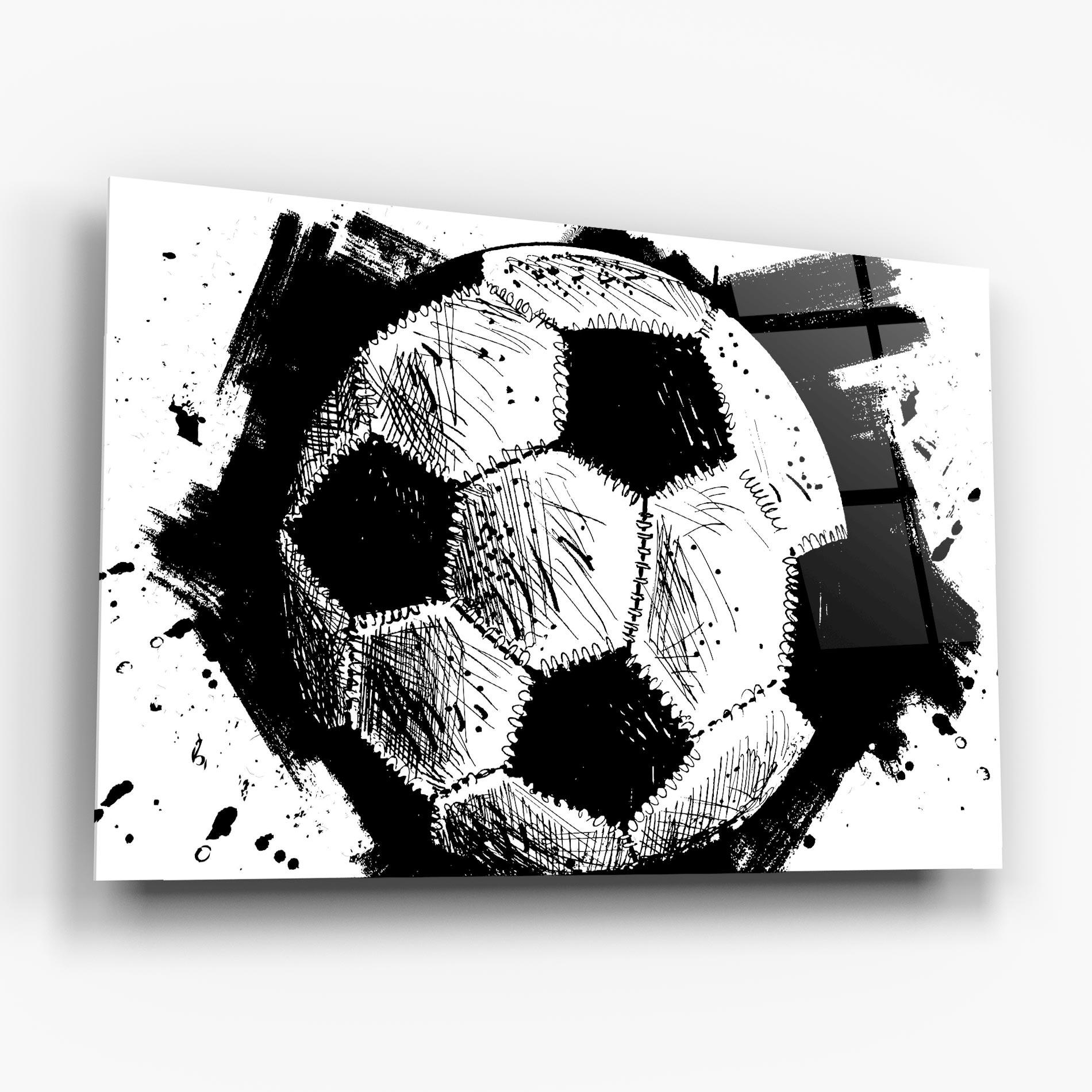 Glasbild Black Line Football mockup 6