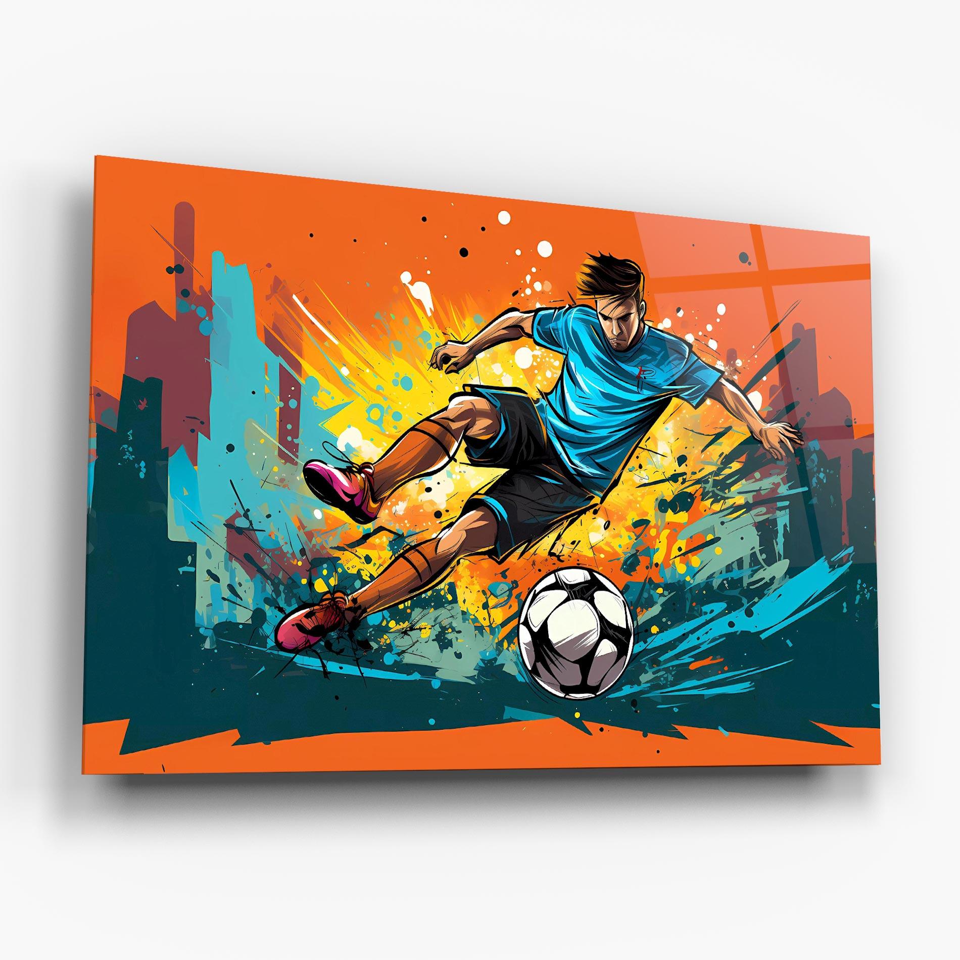 Glasbild Blue Tshirt Football mockup 6