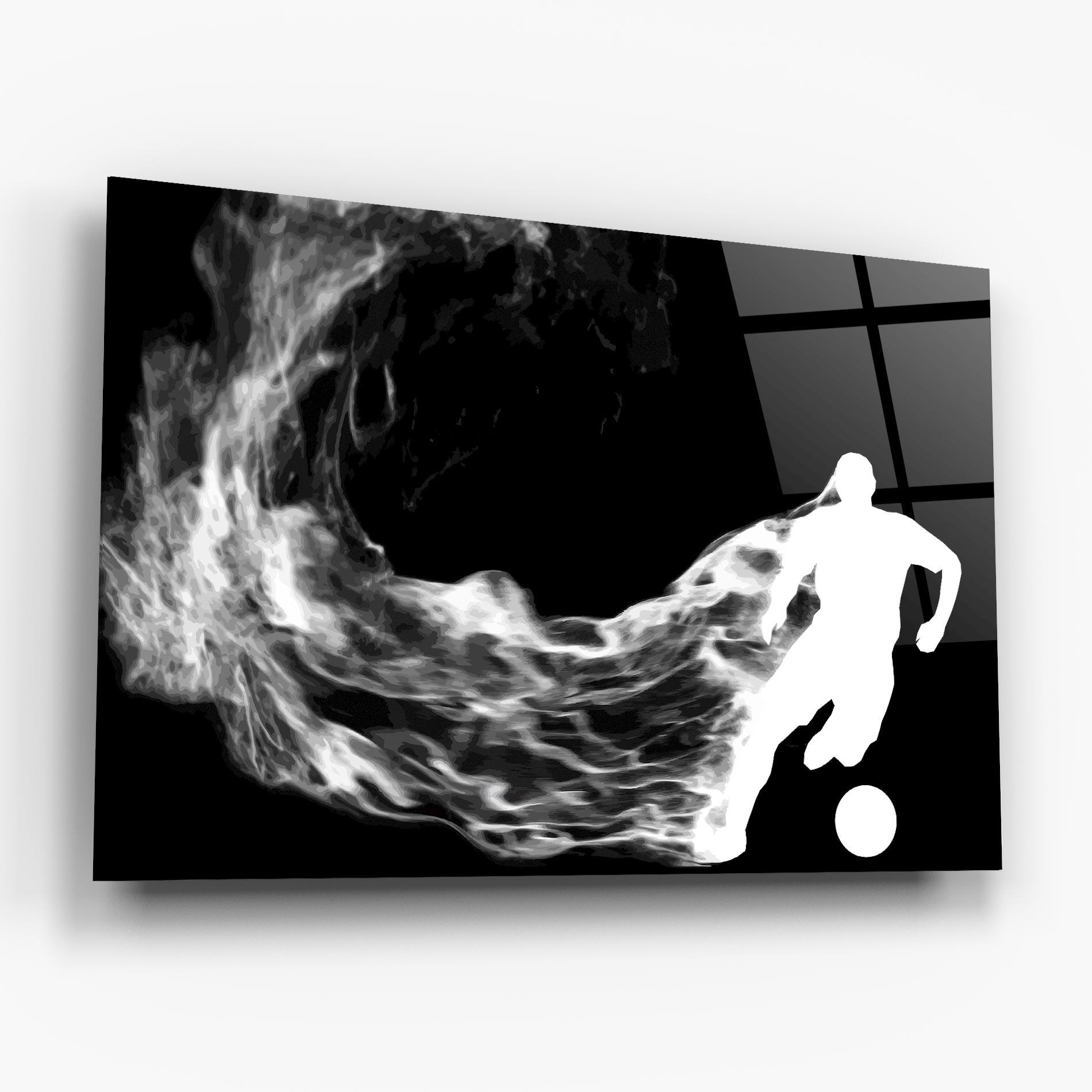 Glasbild Football White Smoke mockup 6