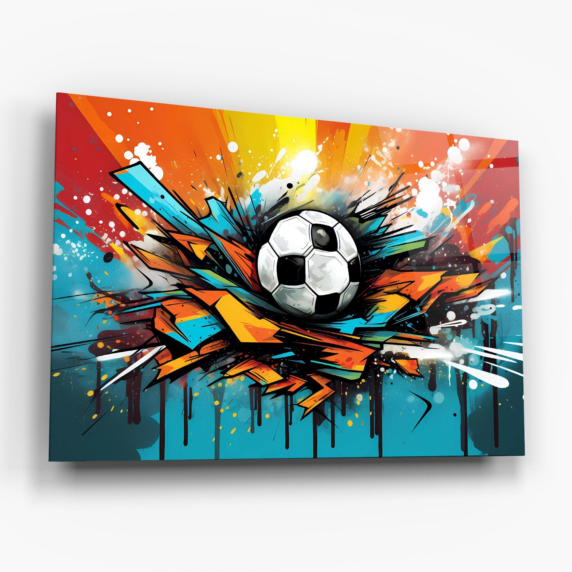 Glasbild Graffiti Style Football mockup 6