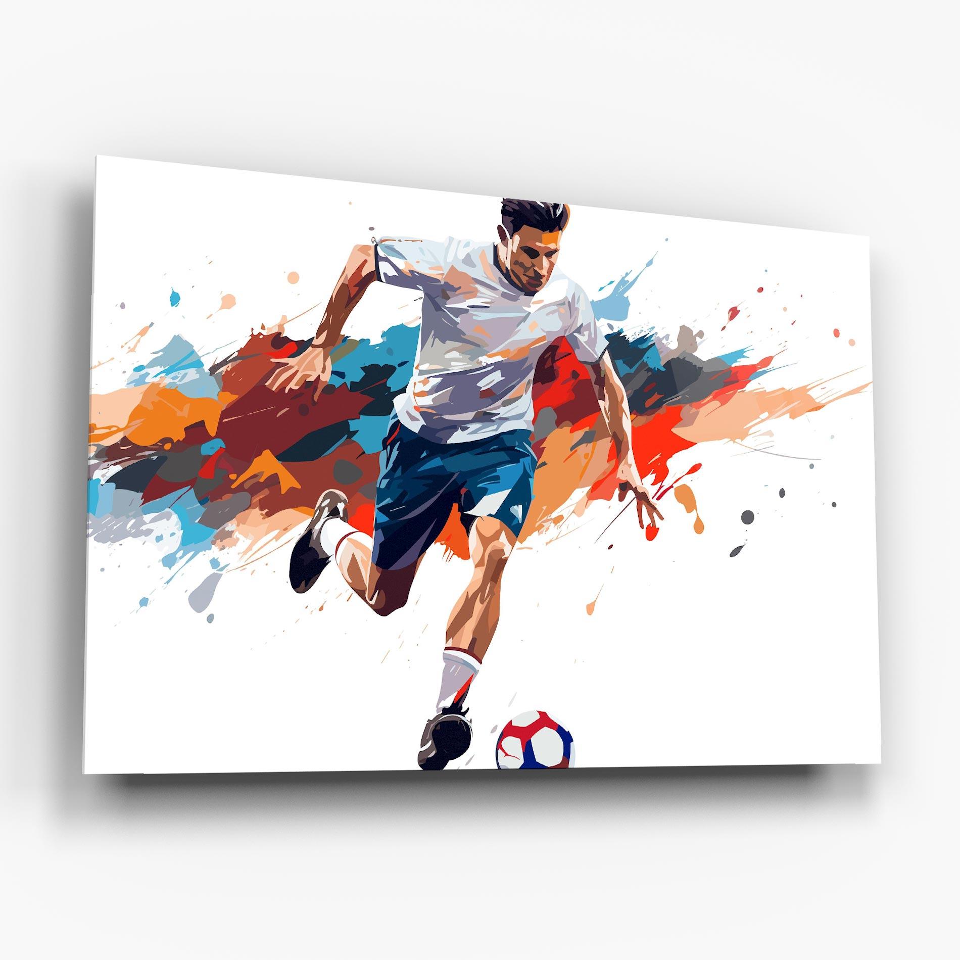 Glasbild Grey Blue Football mockup 6
