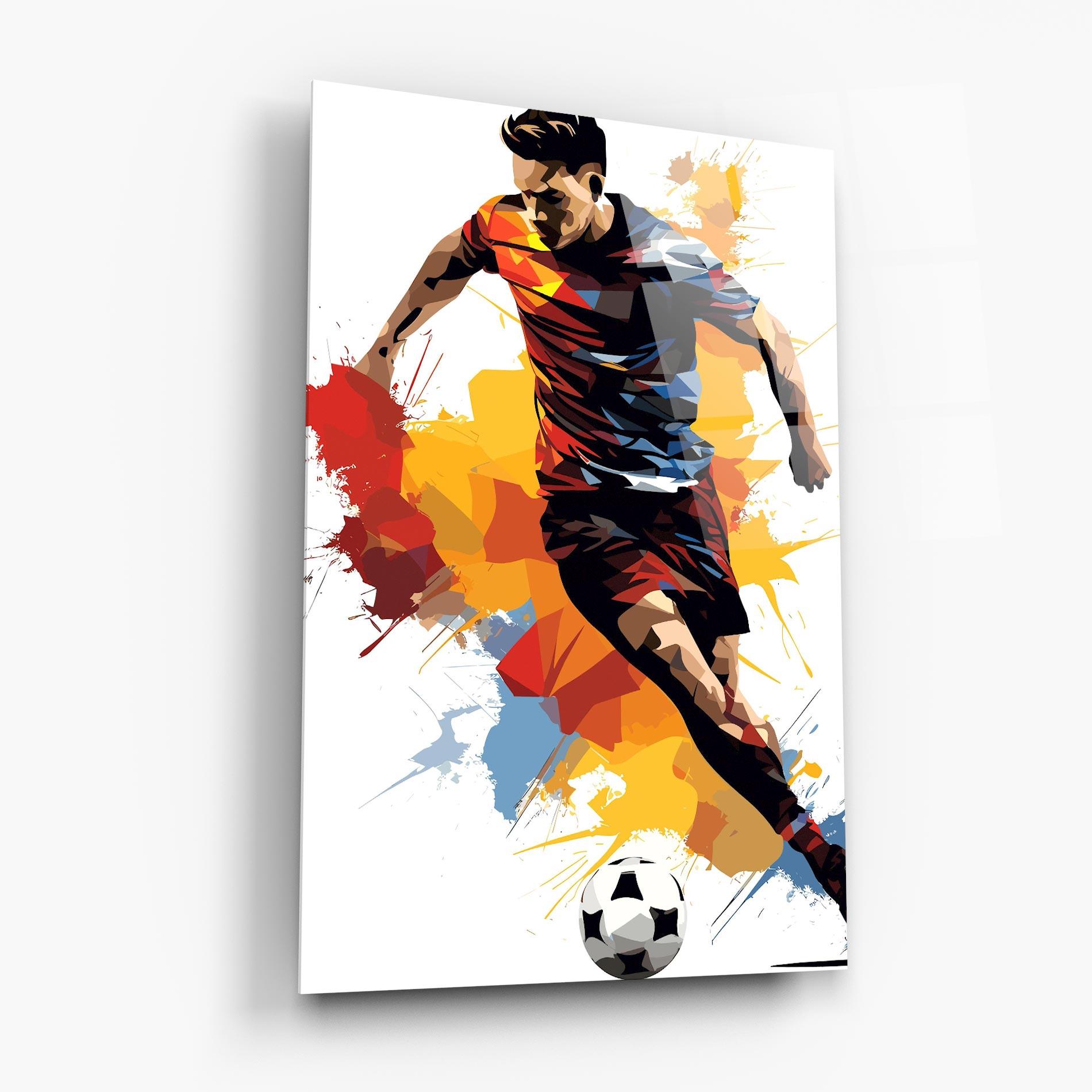 Glasbild Yellow Paint Football mockup 6