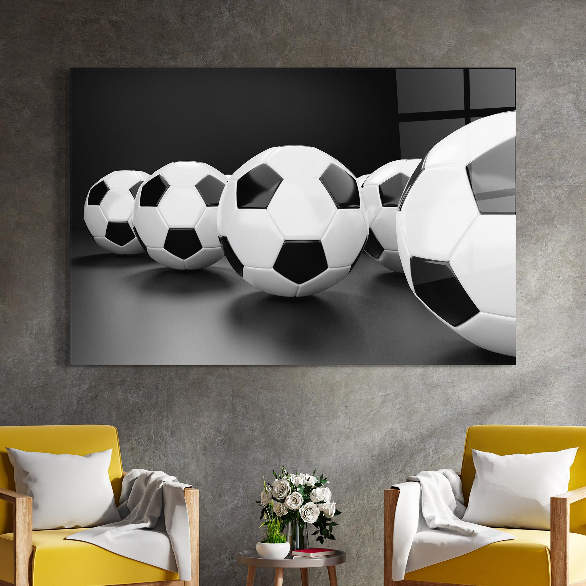Glasbild Black White Football mockup 4