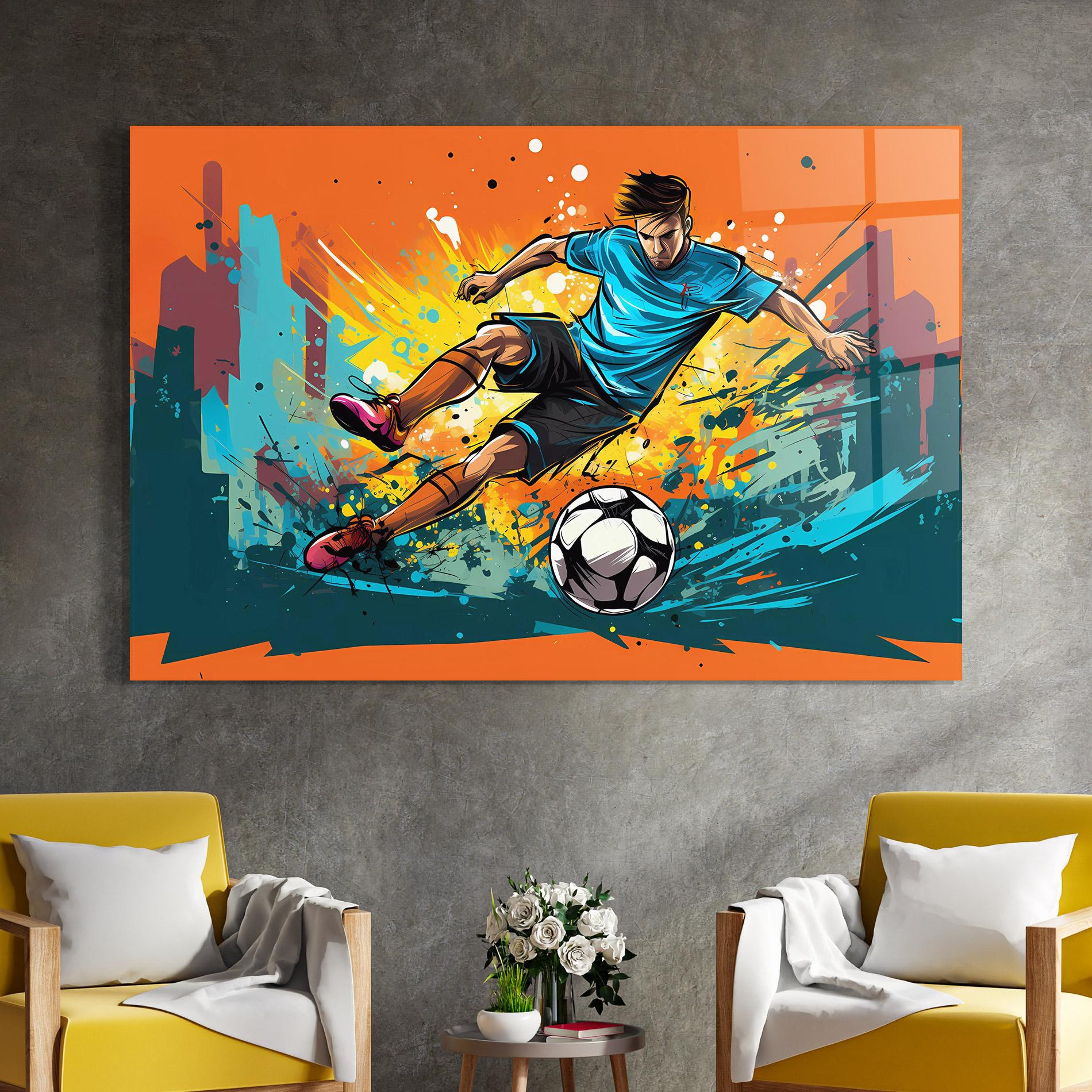 Glasbild Blue Tshirt Football mockup 4