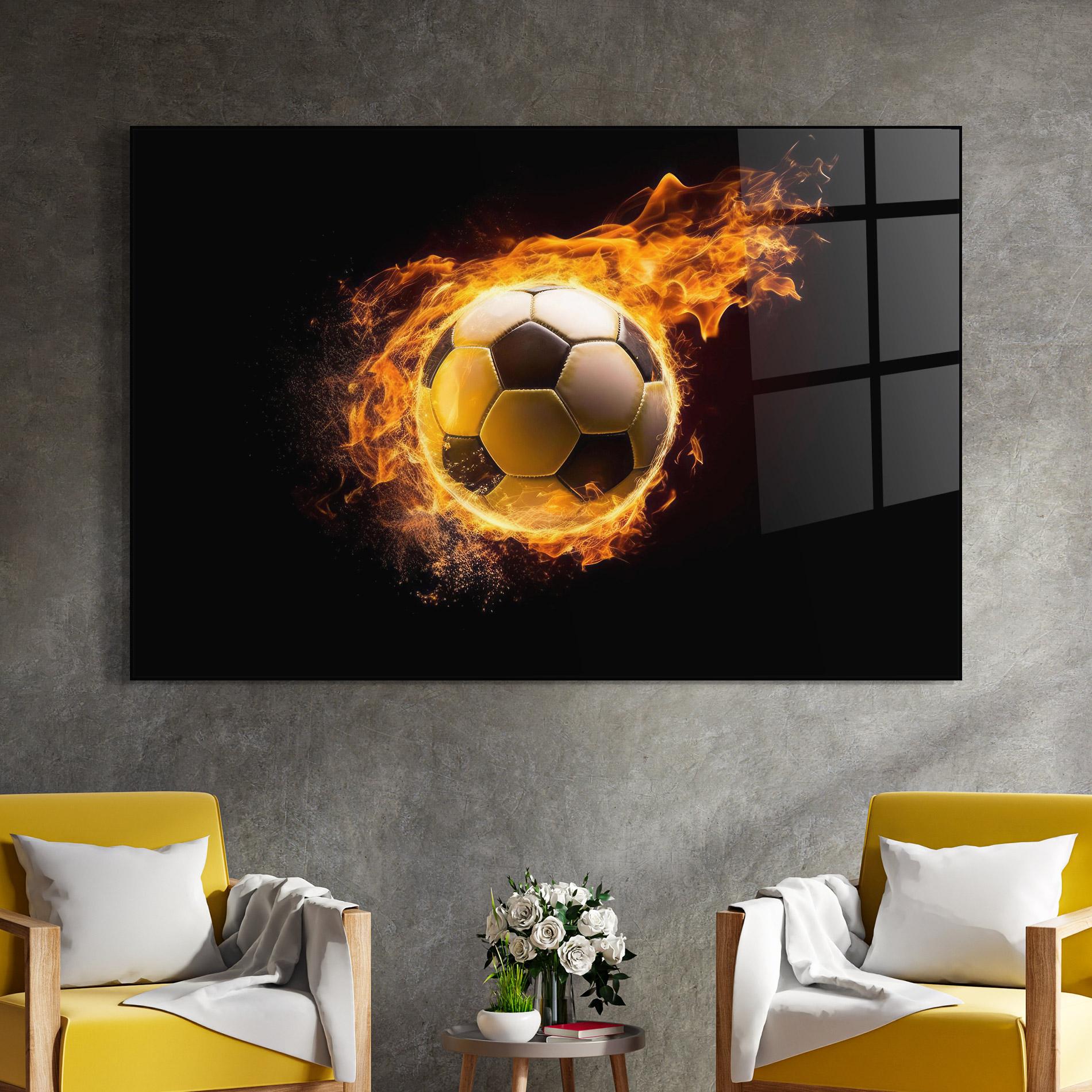 Glasbild Fire Football mockup 4