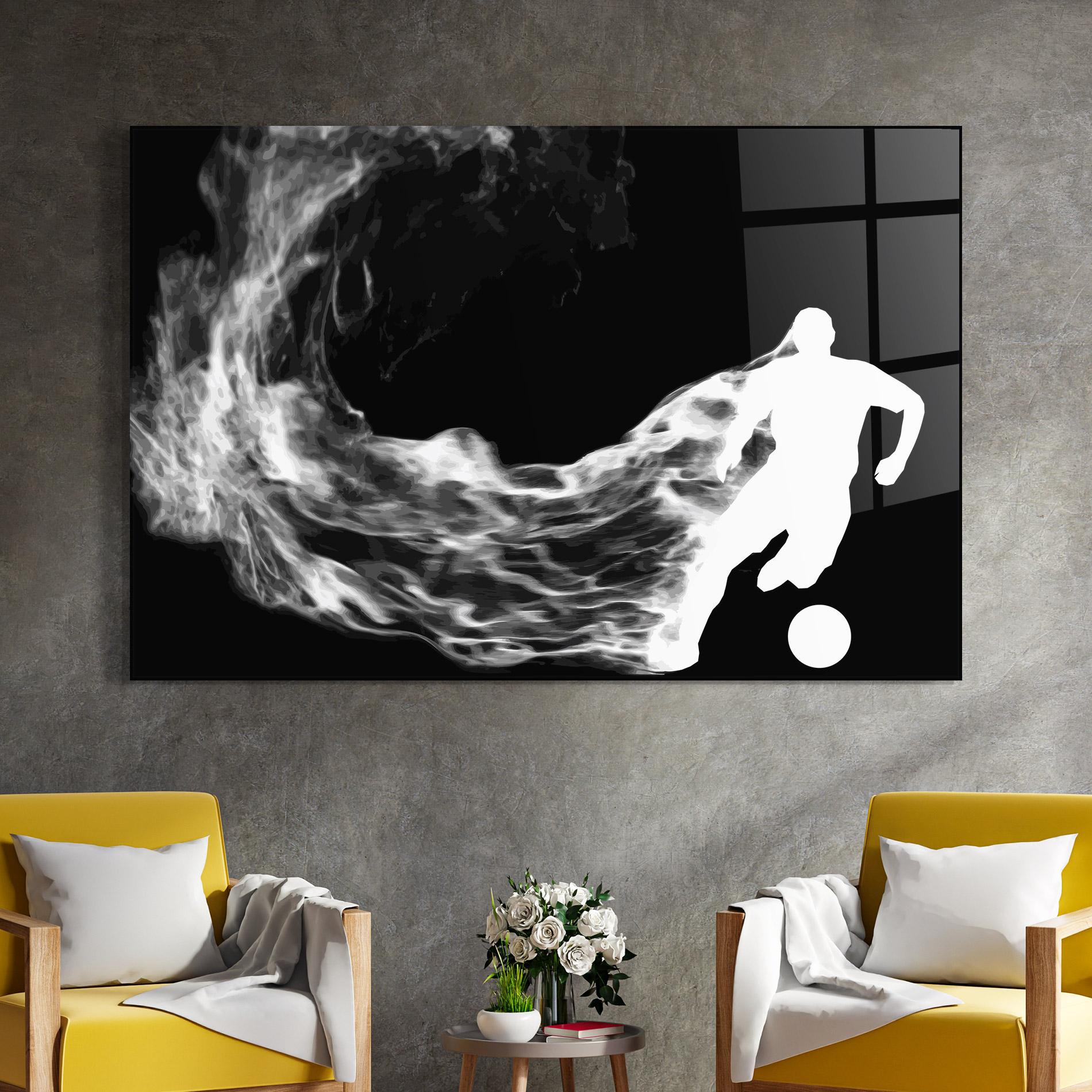 Glasbild Football White Smoke mockup 4