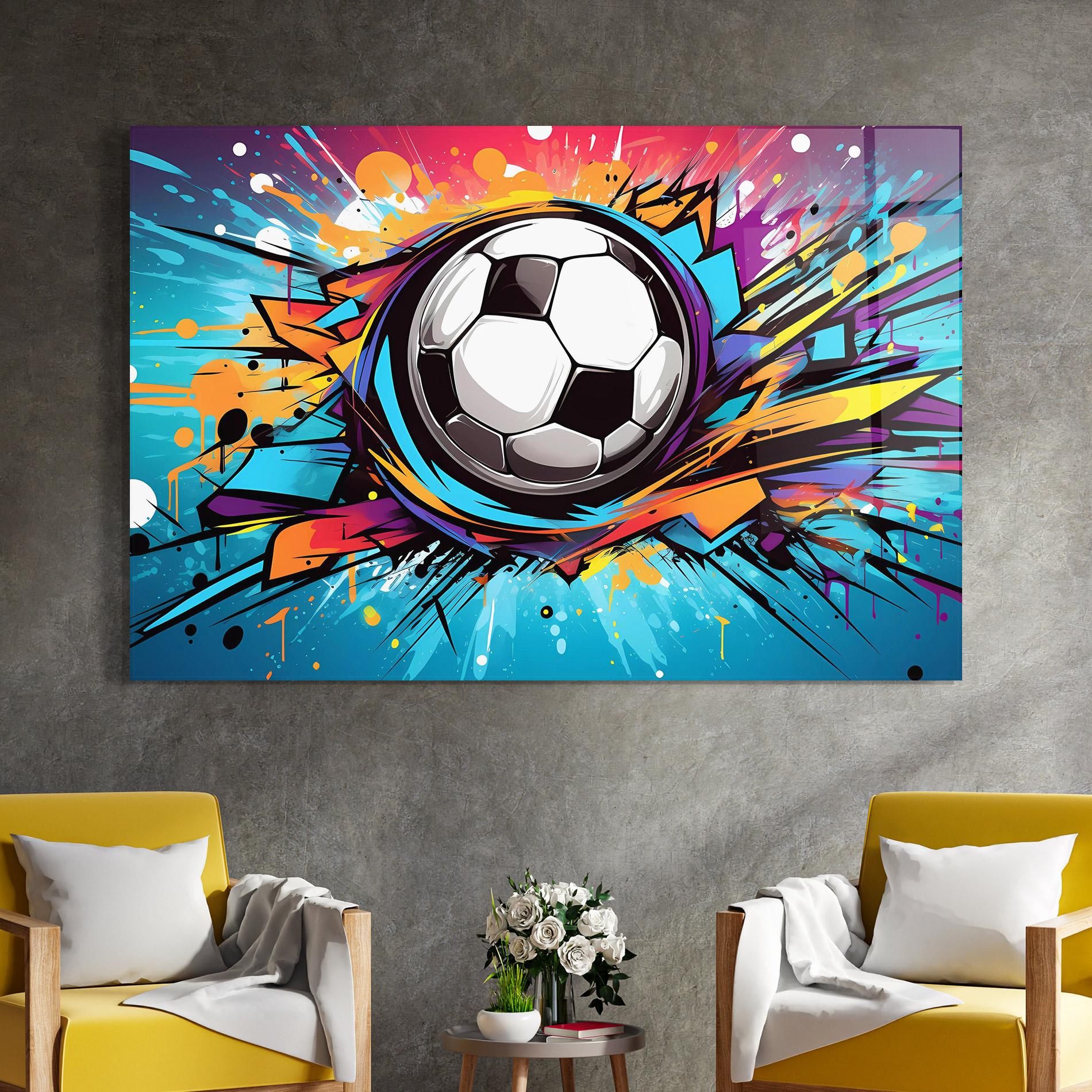 Glasbild Graffiti Football Flight mockup 4