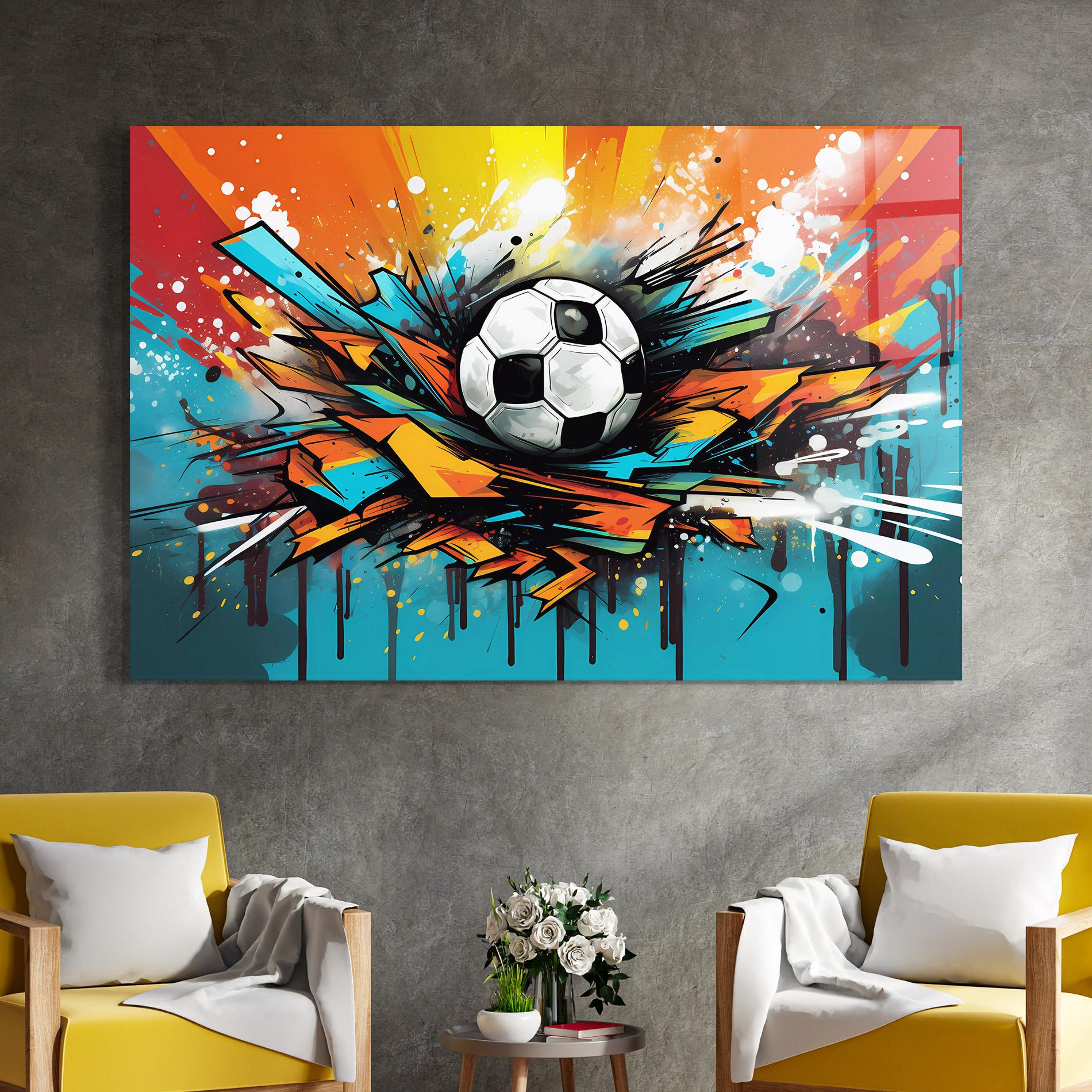 Glasbild Graffiti Style Football mockup 4