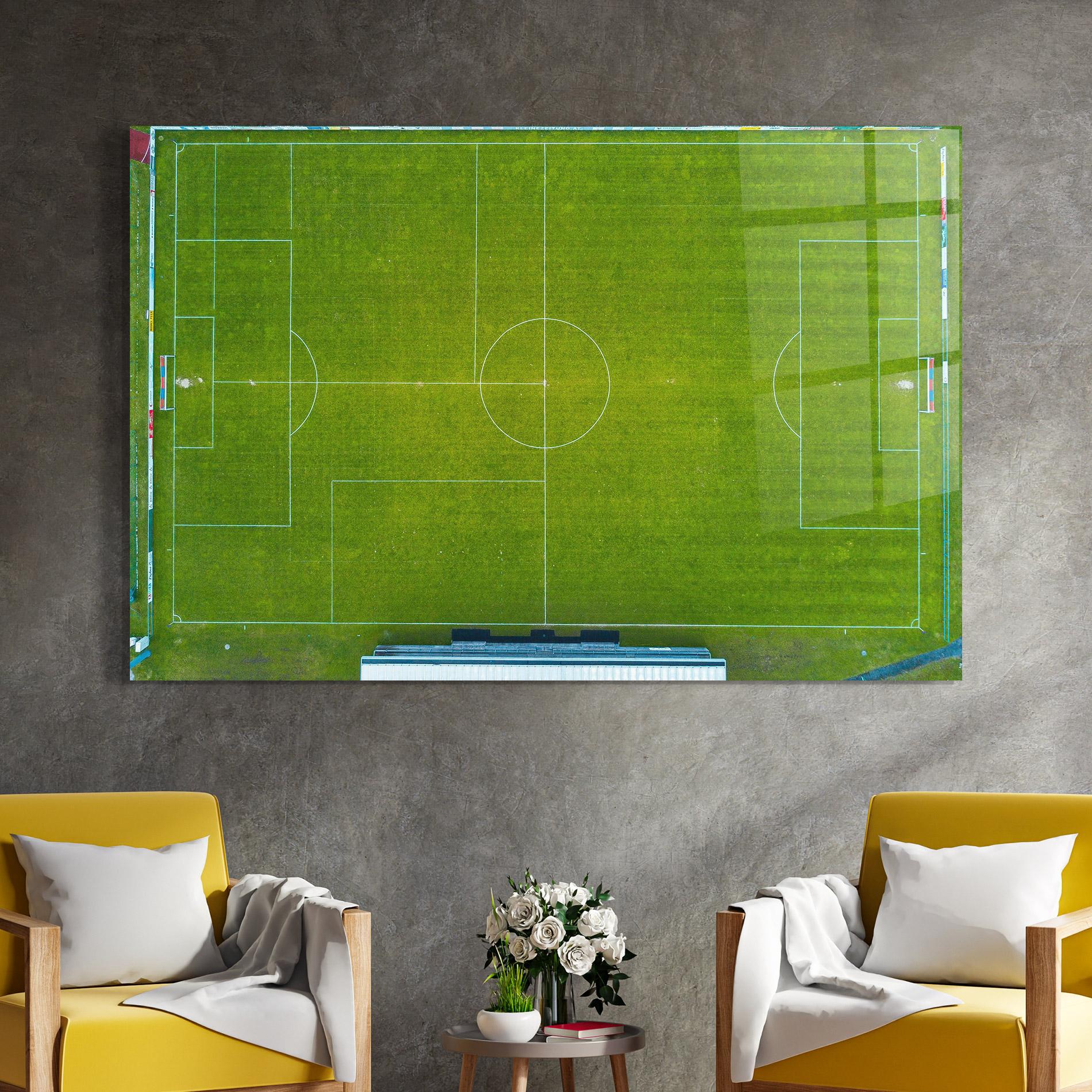 Glasbild Green Football Field mockup 4