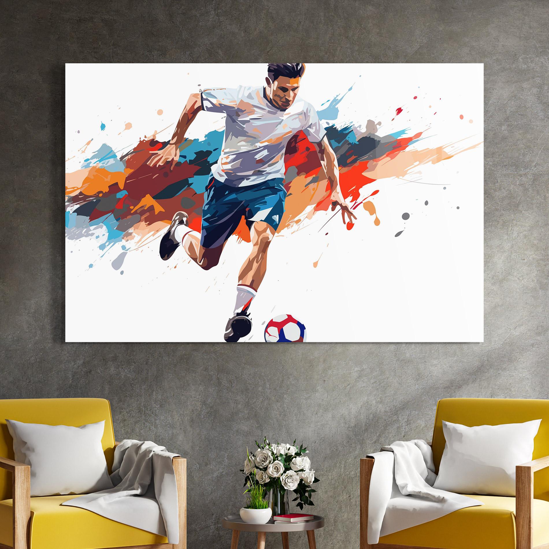 Glasbild Grey Blue Football mockup 4