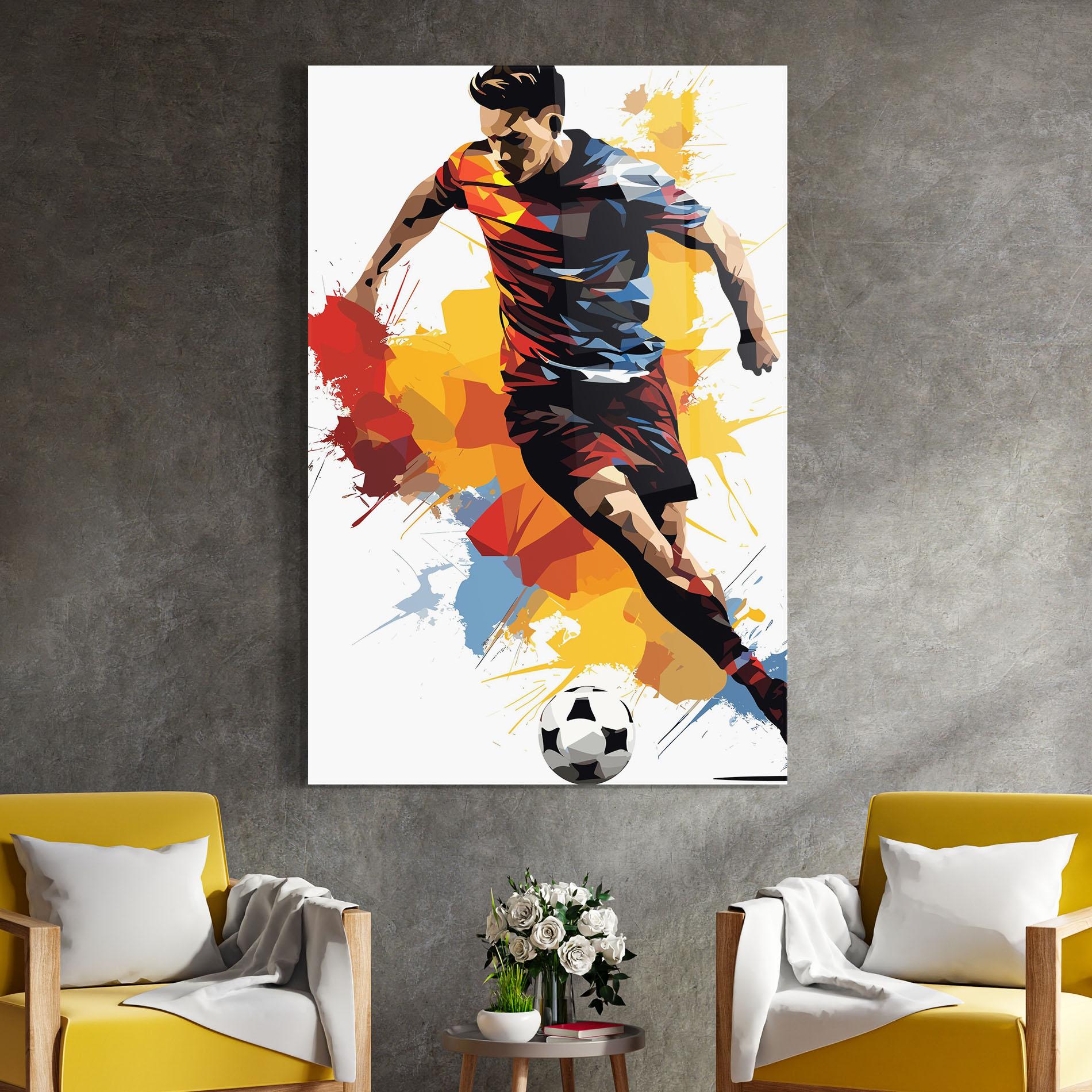 Glasbild Yellow Paint Football mockup 4