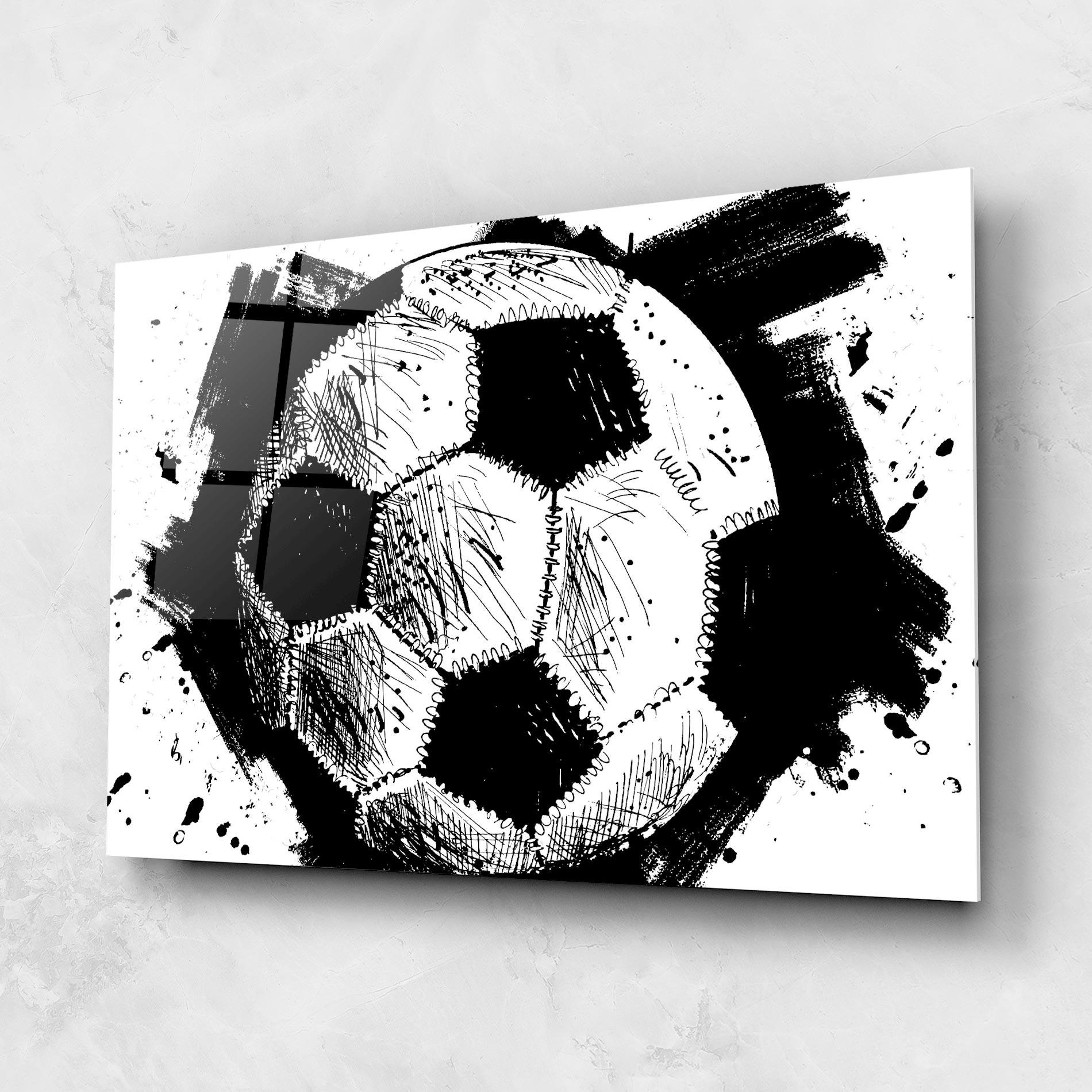Glasbild Black Line Football mockup 1