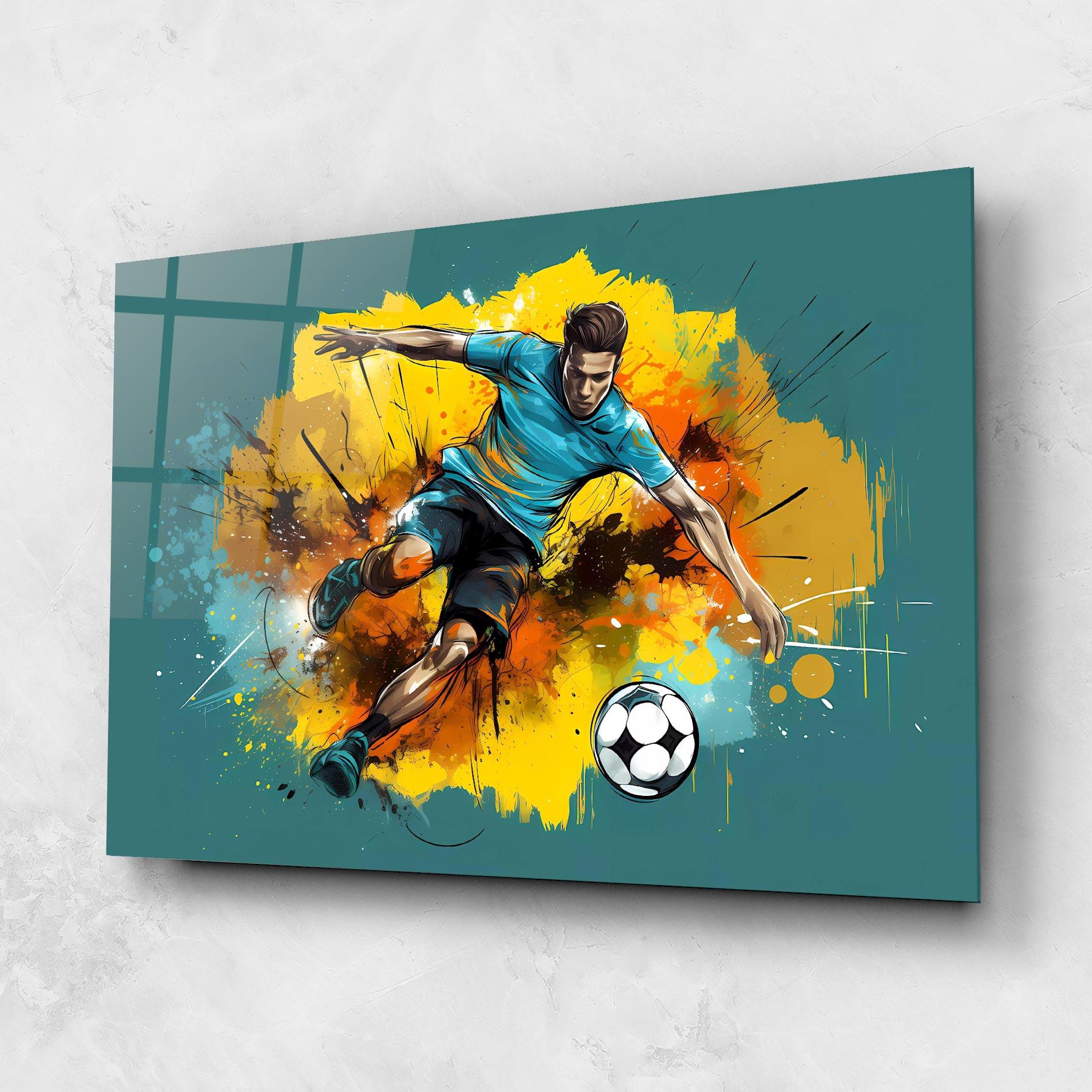 Glasbild Football Player Painting mockup 1