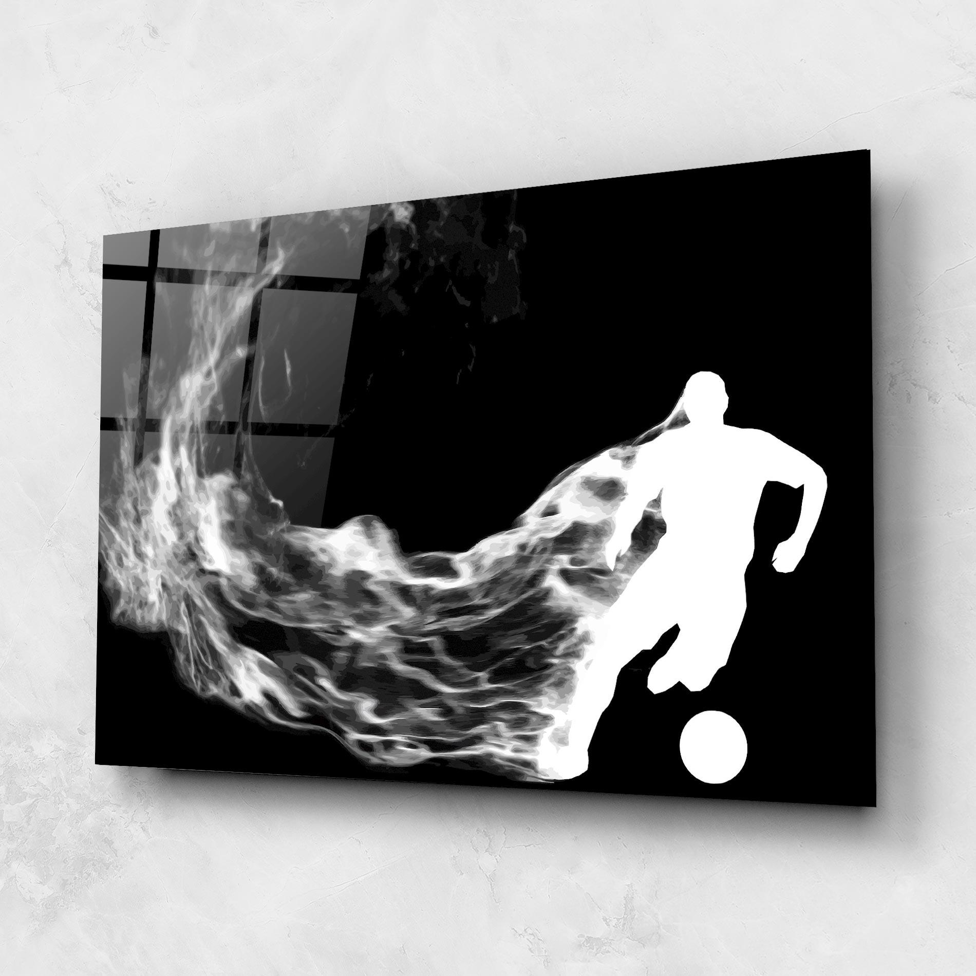 Glasbild Football White Smoke mockup 1