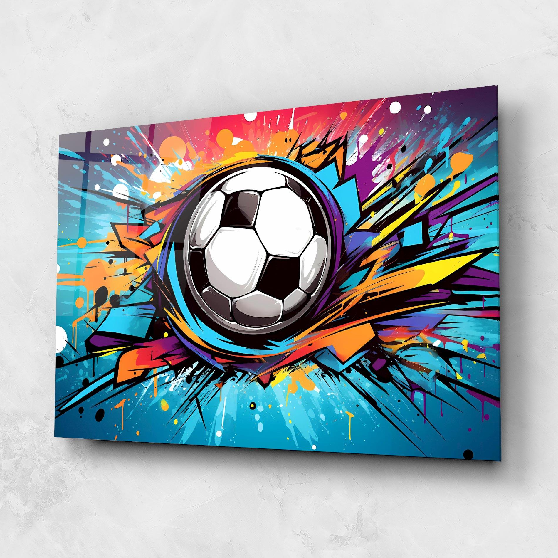 Glasbild Graffiti Football Flight mockup 1