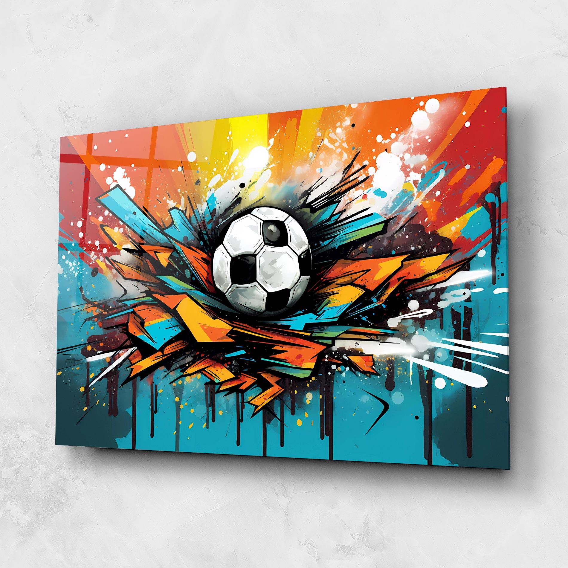 Glasbild Graffiti Style Football mockup 1