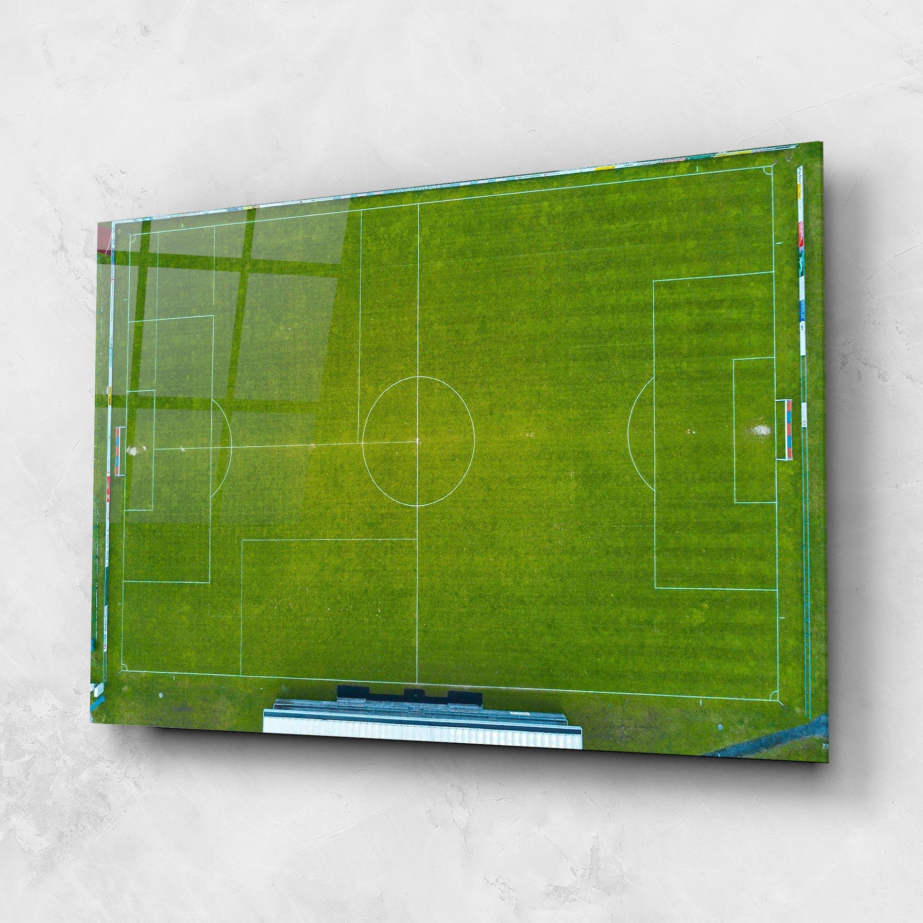 Glasbild Green Football Field mockup 1