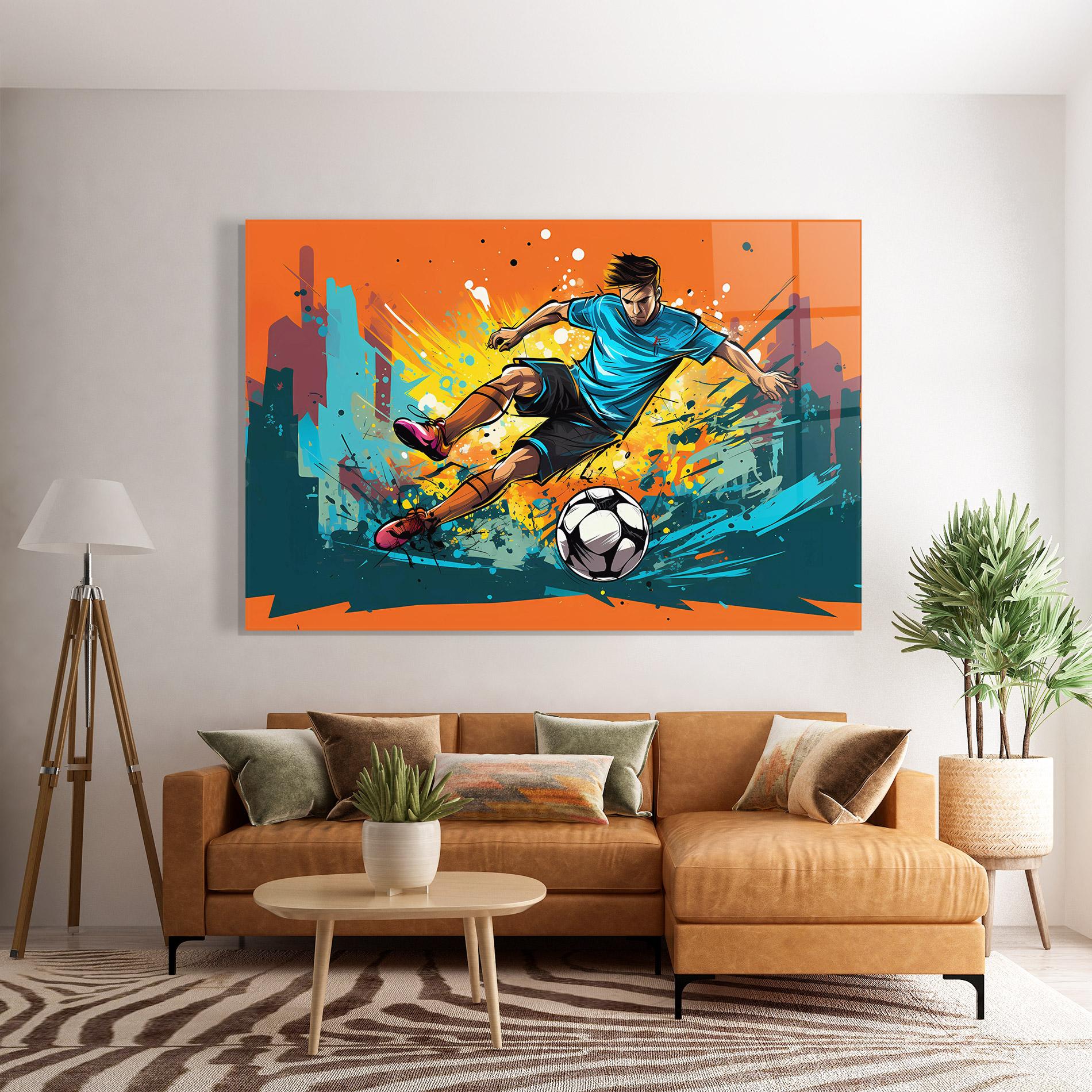 Glasbild Blue Tshirt Football mockup 7