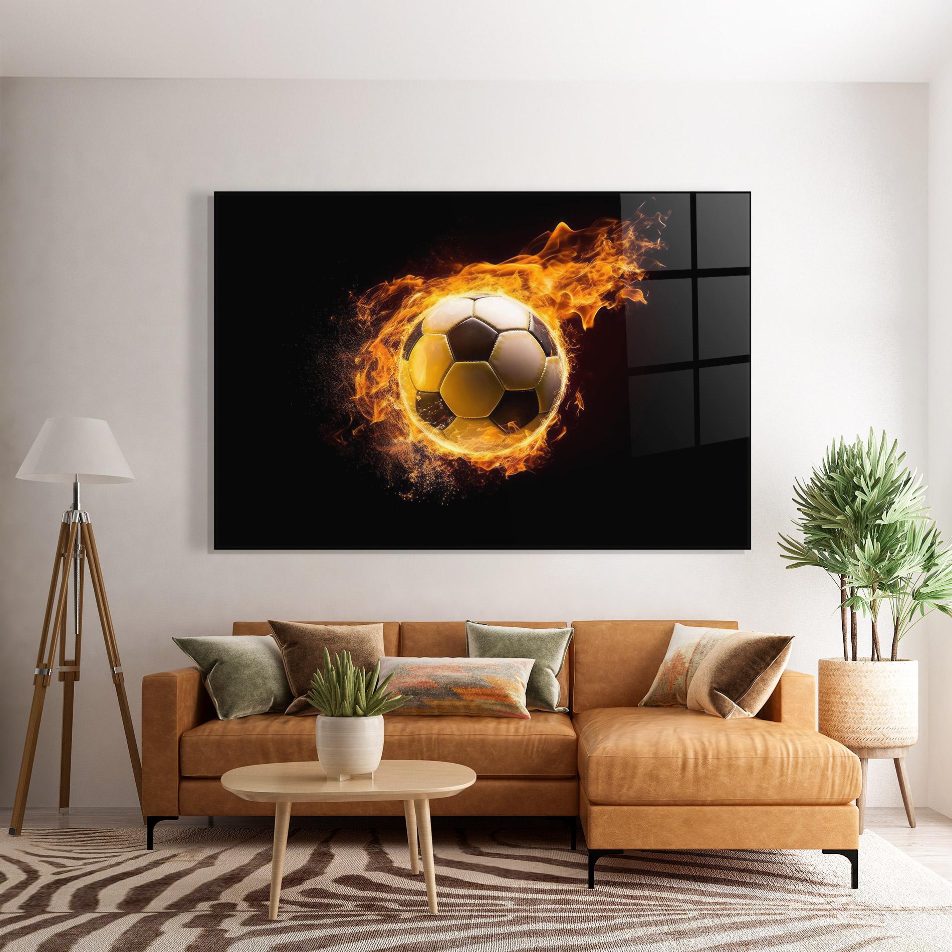 Glasbild Fire Football mockup 7