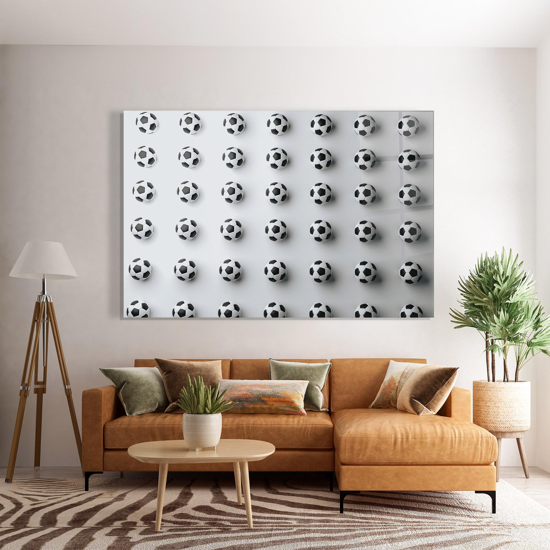 Glasbild Football Pattern mockup 7