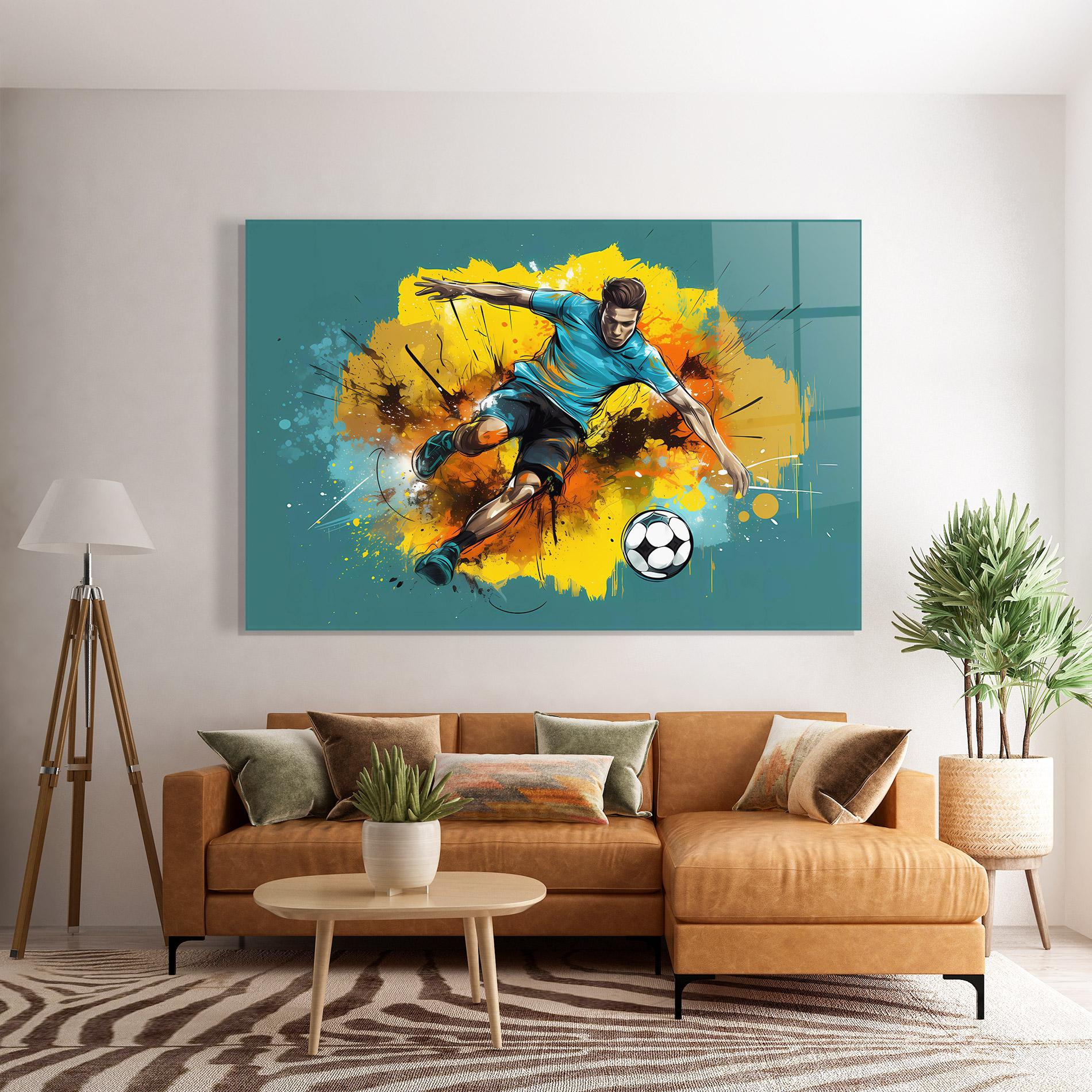 Glasbild Football Player Painting mockup 7