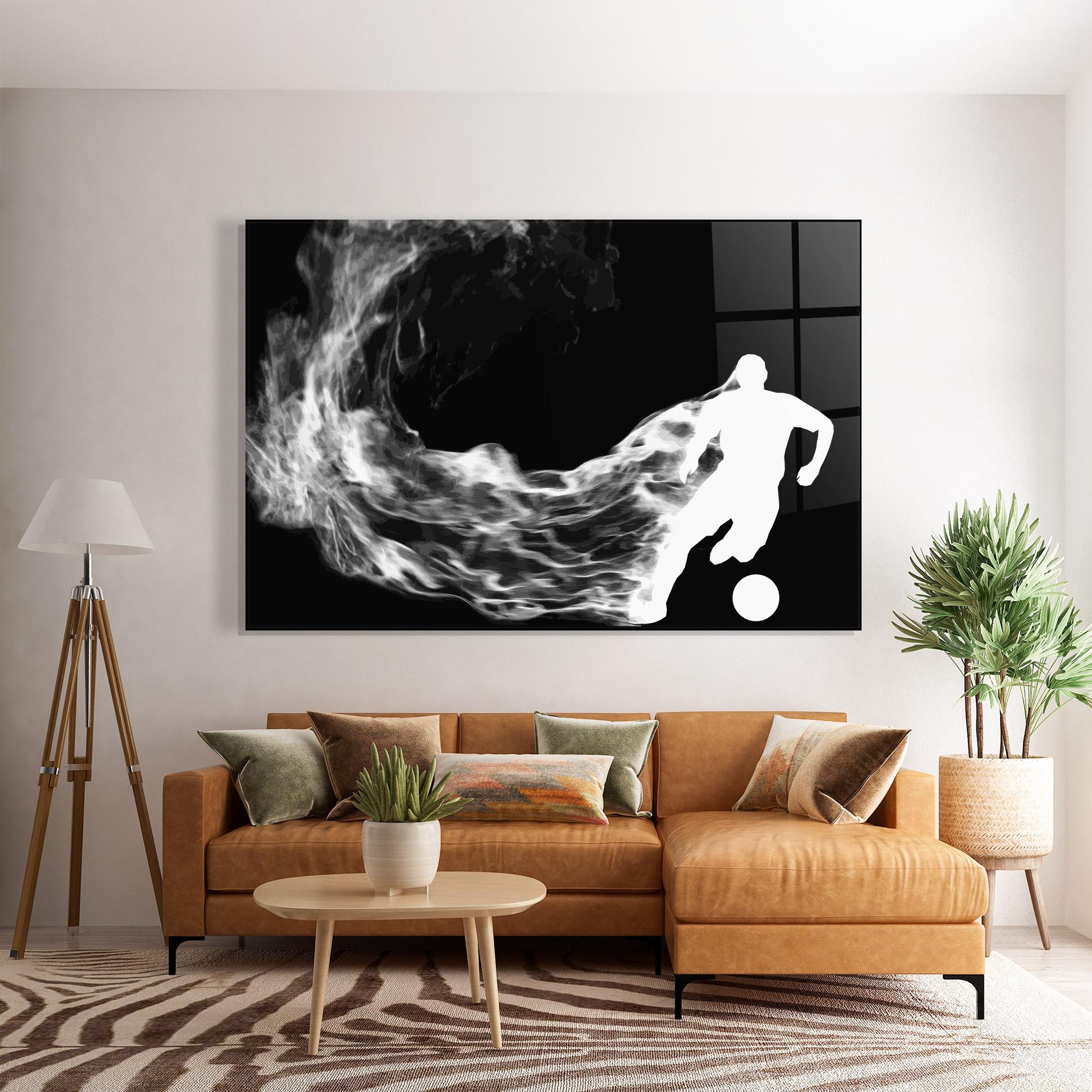 Glasbild Football White Smoke mockup 7