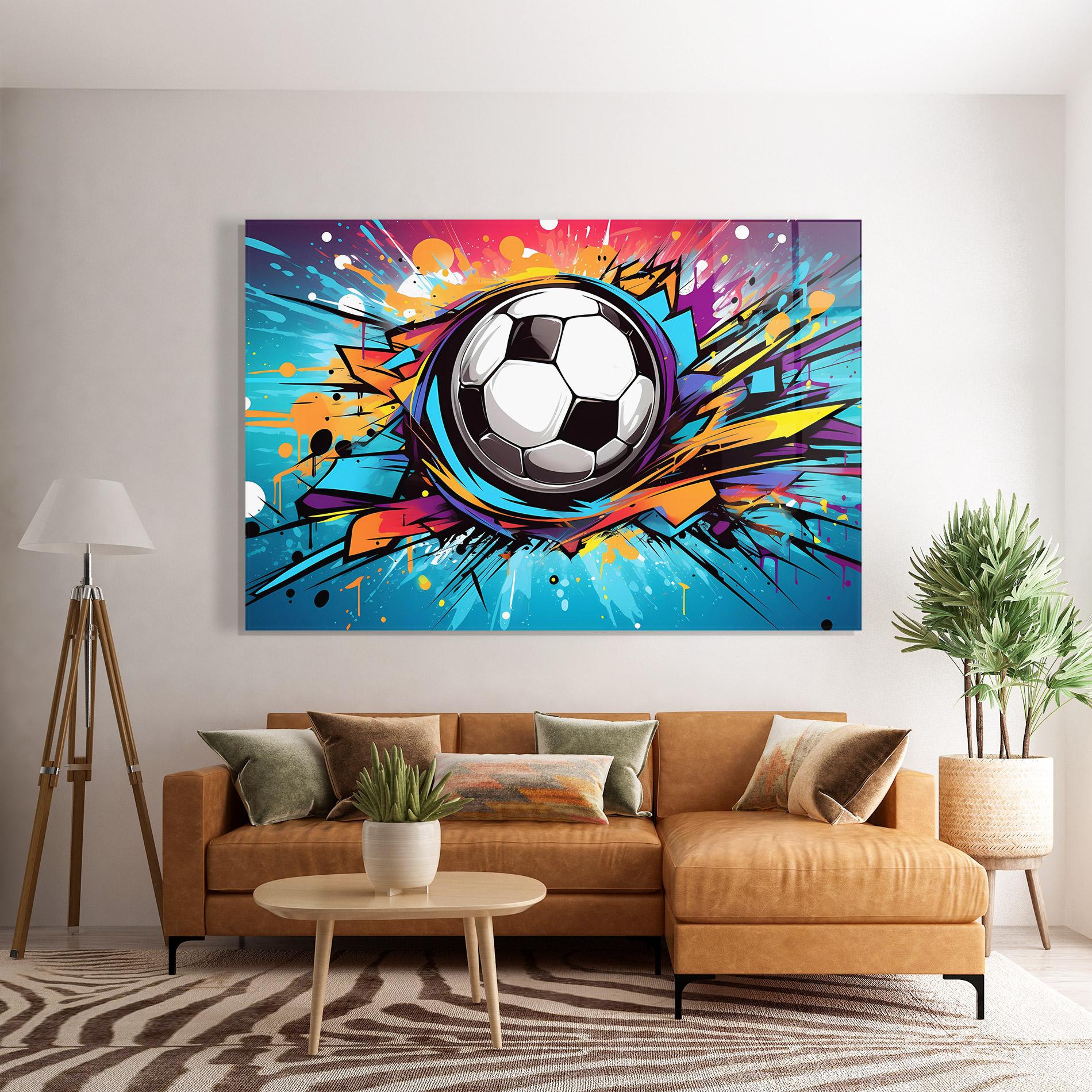 Glasbild Graffiti Football Flight mockup 7