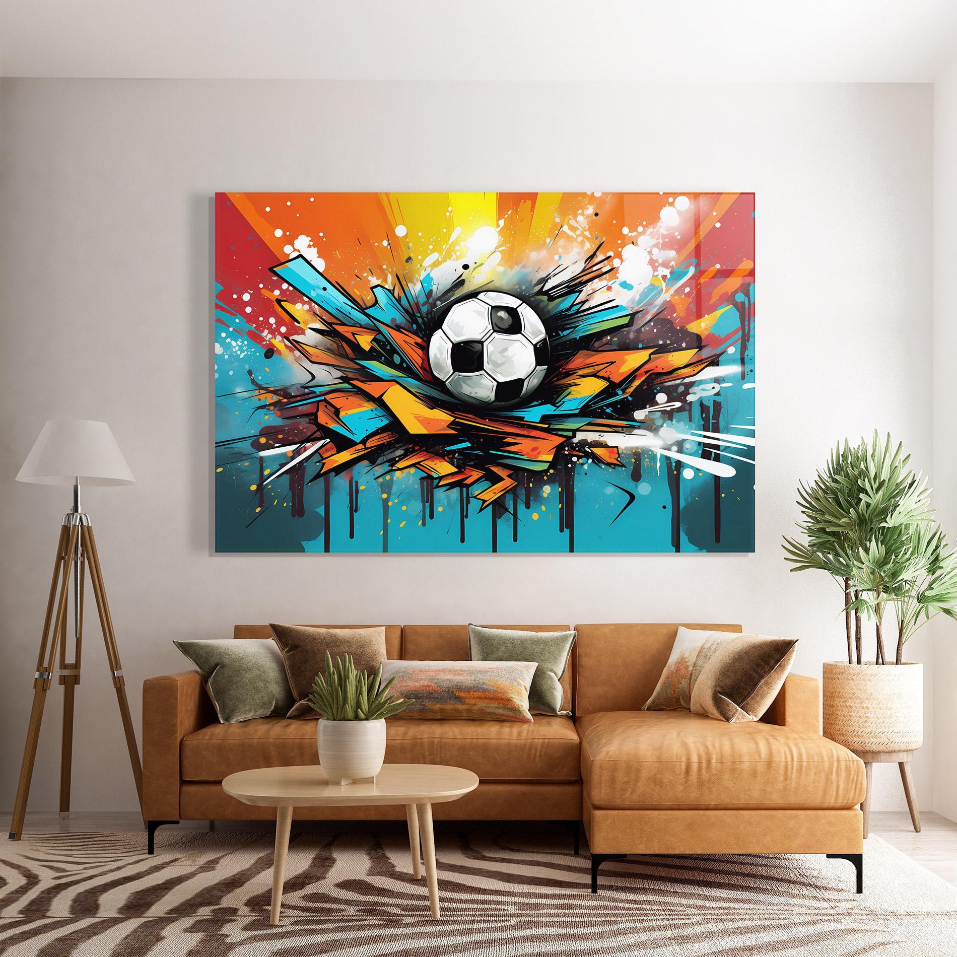 Glasbild Graffiti Style Football mockup 7